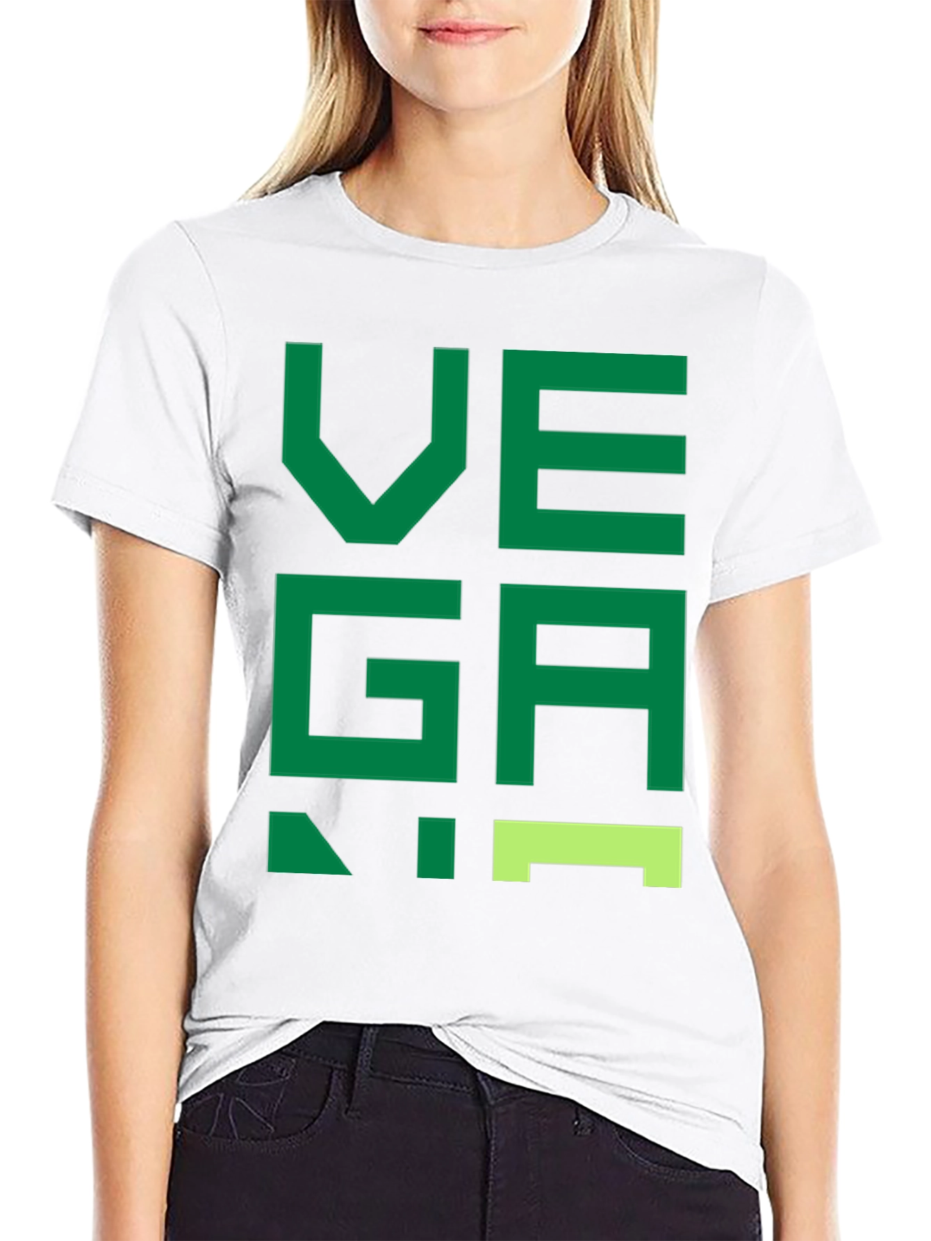 Vegan Graphic T-Shirt - Black Green Letters