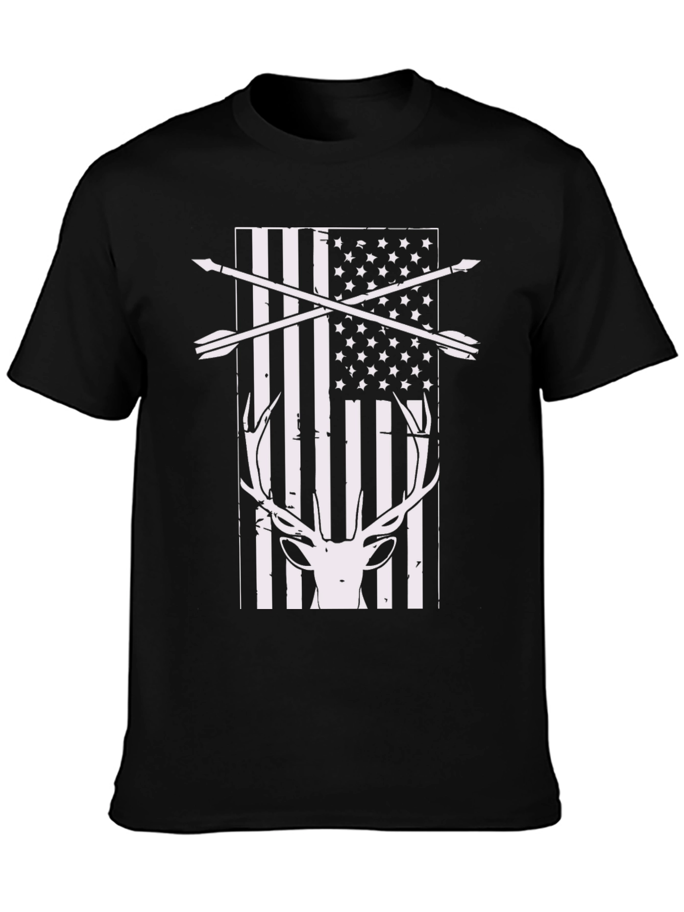 Hunting USA Flag Deer Antler T-Shirt