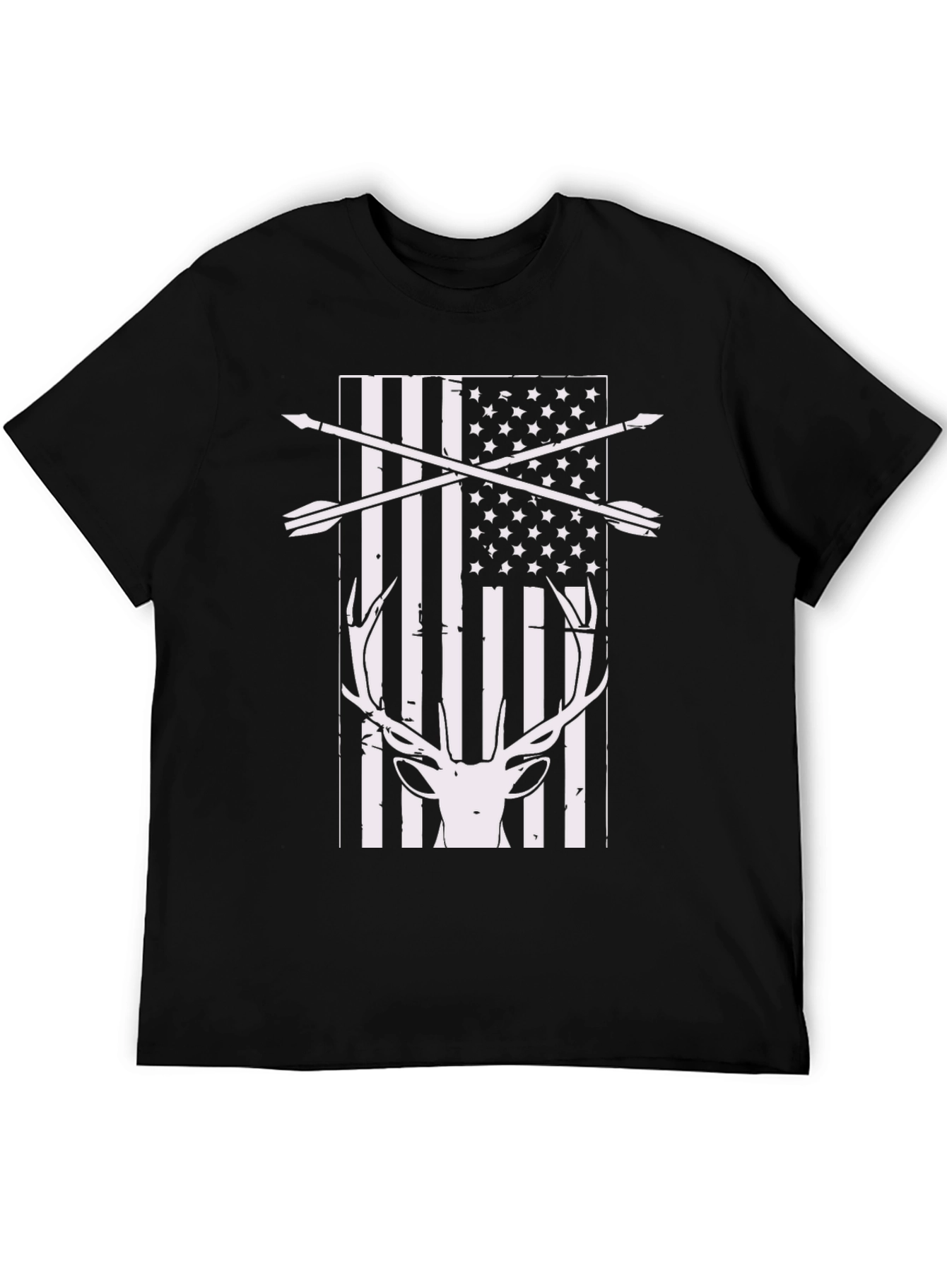 Hunting USA Flag Deer Antler T-Shirt