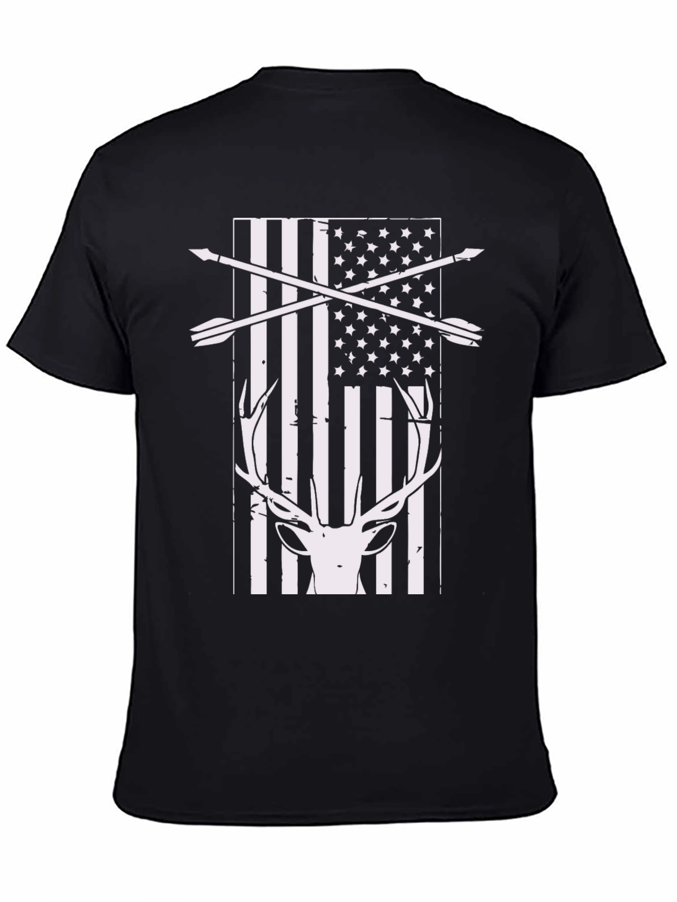 Hunting USA Flag Deer Antler T-Shirt