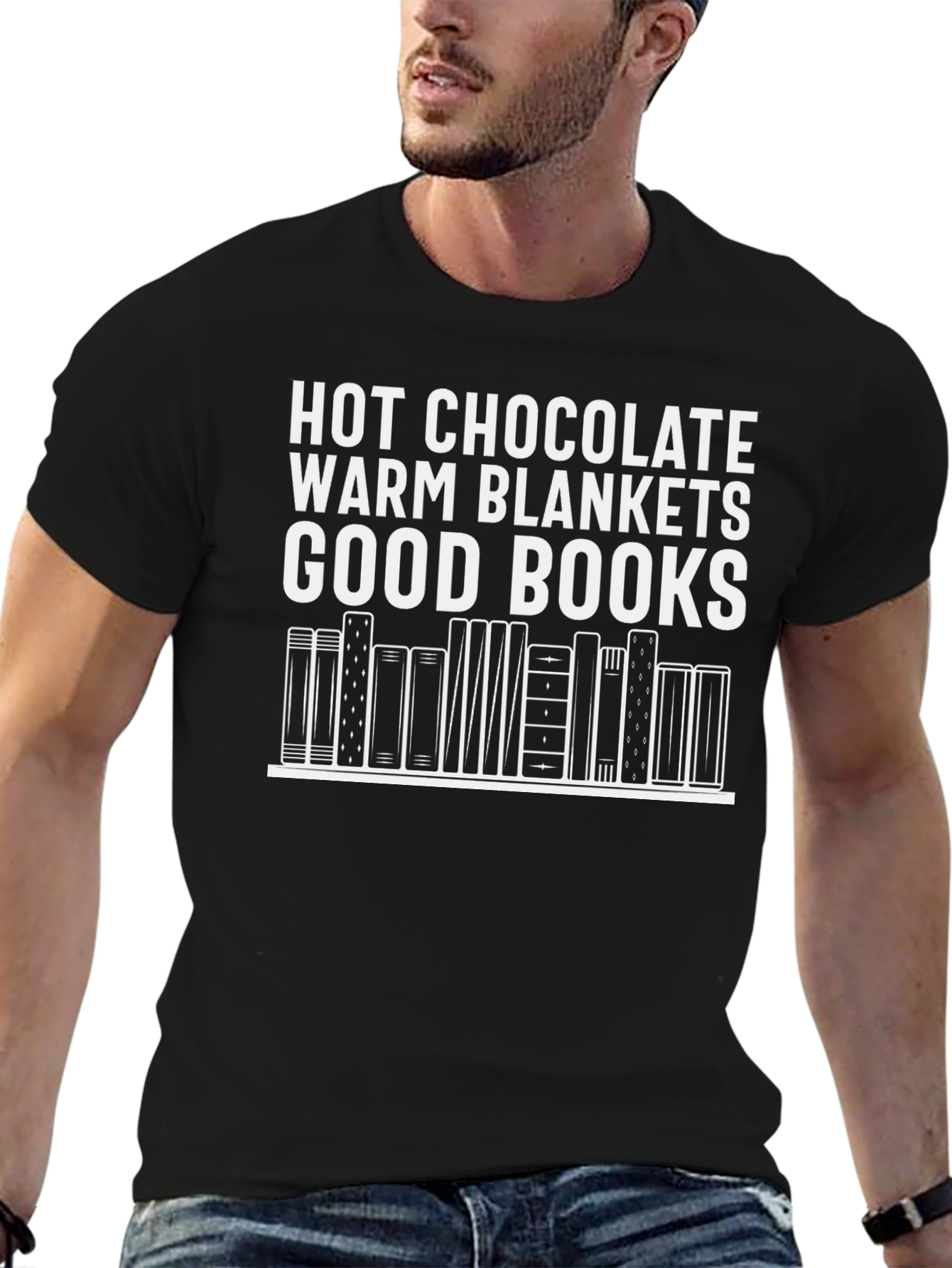 Hot Chocolate Warm Blankets Good Books T-Shirt