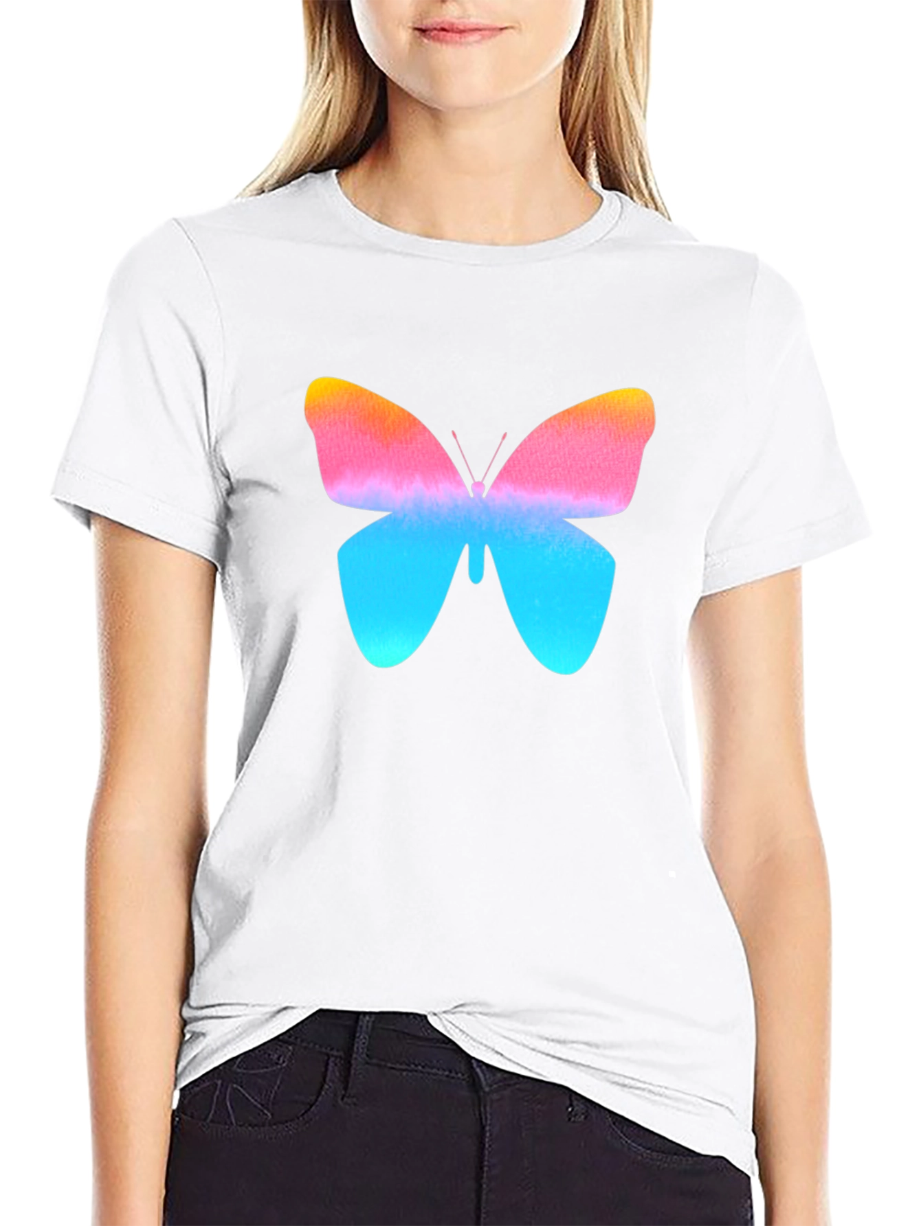 Butterfly Graphic Print Black T-Shirt
