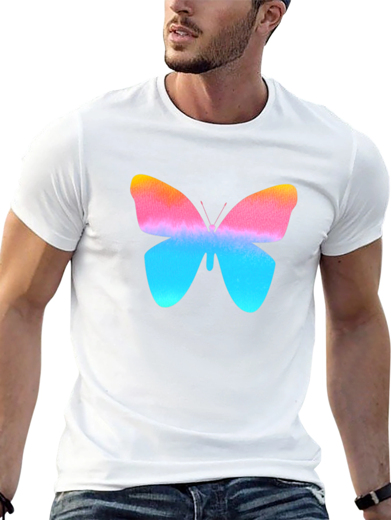 Butterfly Graphic Print Black T-Shirt