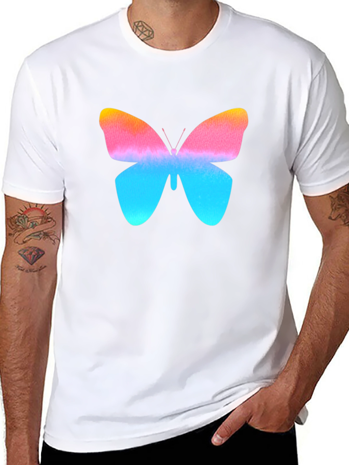 Butterfly Graphic Print Black T-Shirt