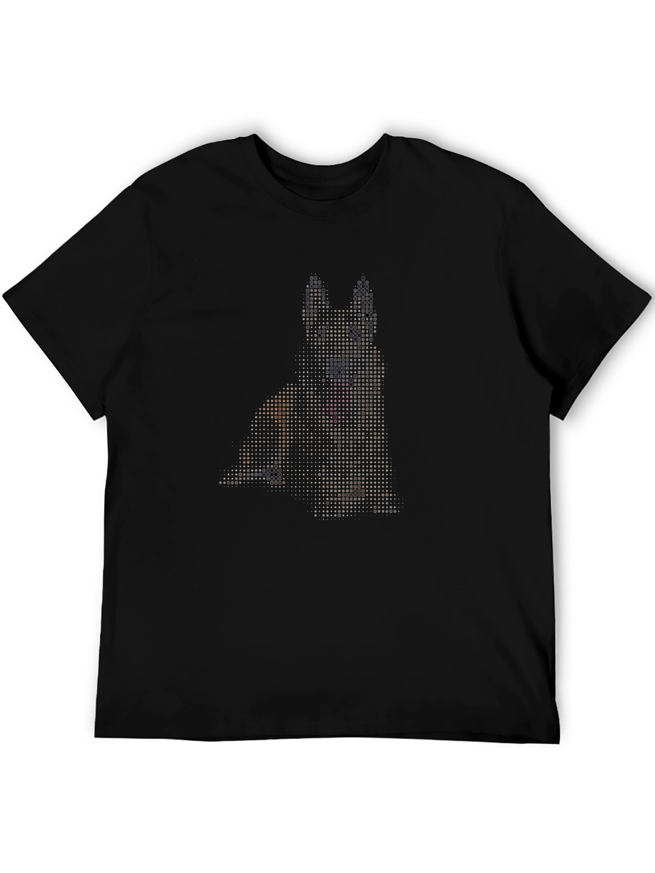 Dog Pixel Art Graphic Print Black T-Shirt
