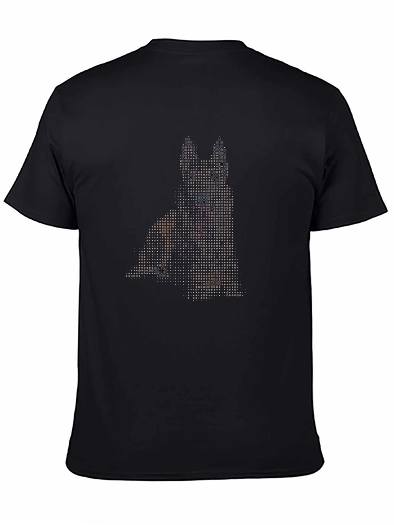 Dog Pixel Art Graphic Print Black T-Shirt