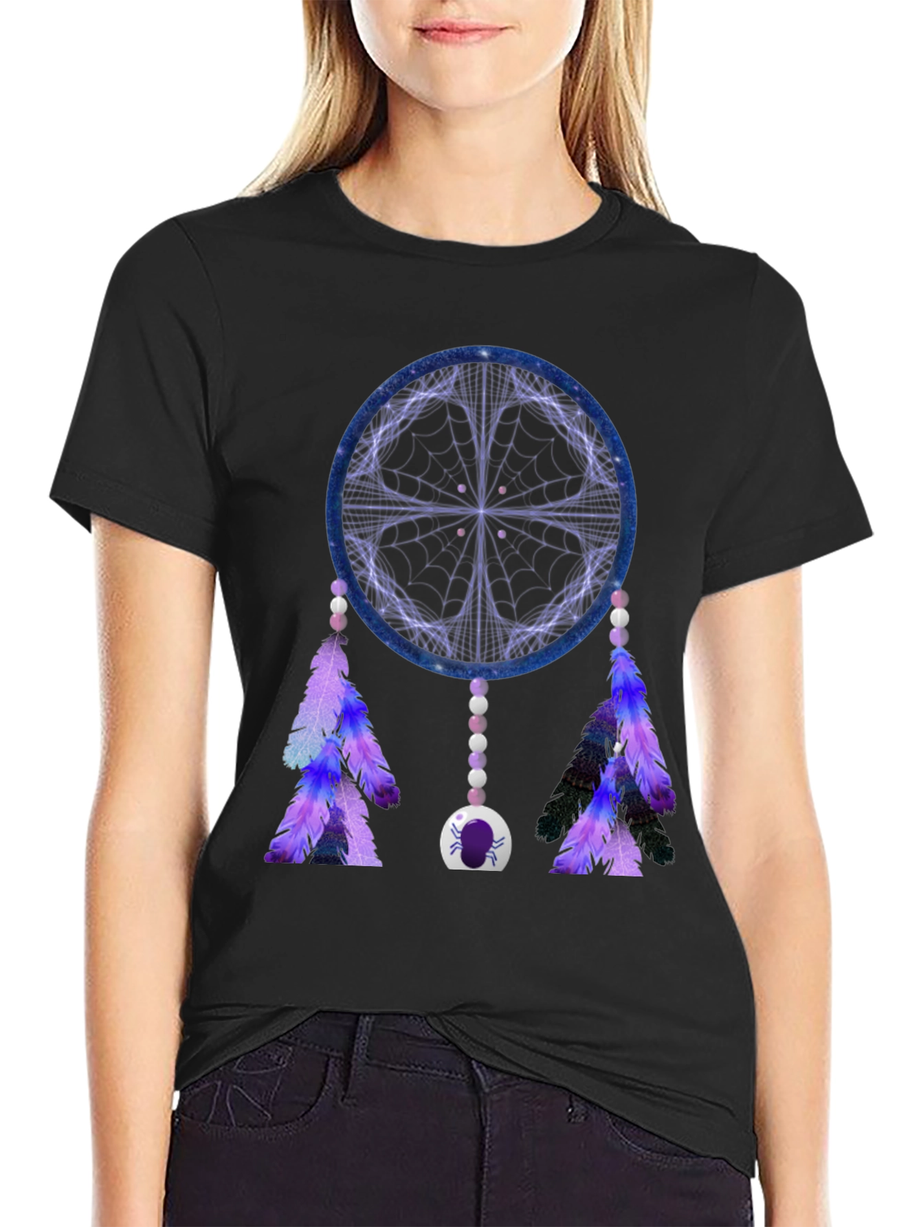 Dreamcatcher Graphic Print Black Tee
