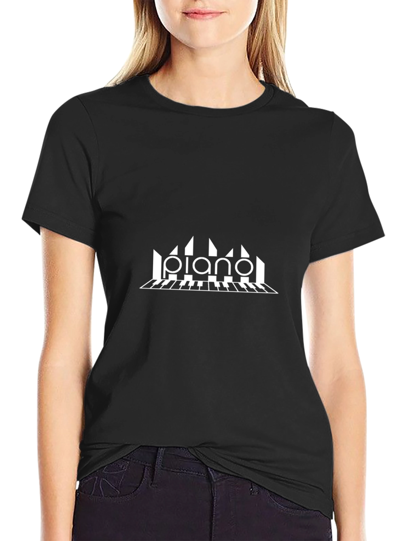 Piano Graphic Tee - Unisex Black T-Shirt