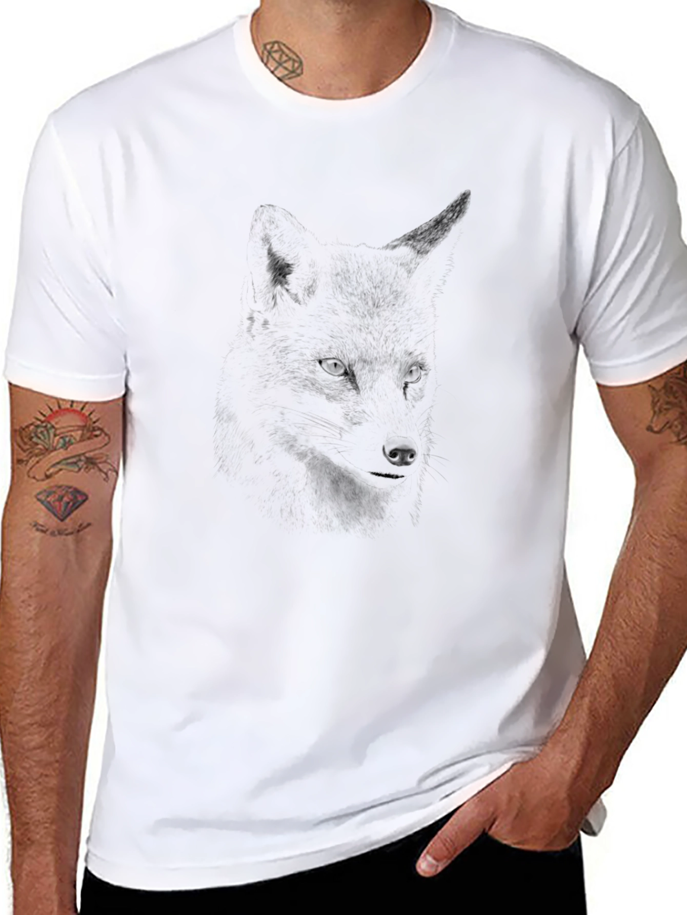 Mens Black Fox Graphic T-Shirt
