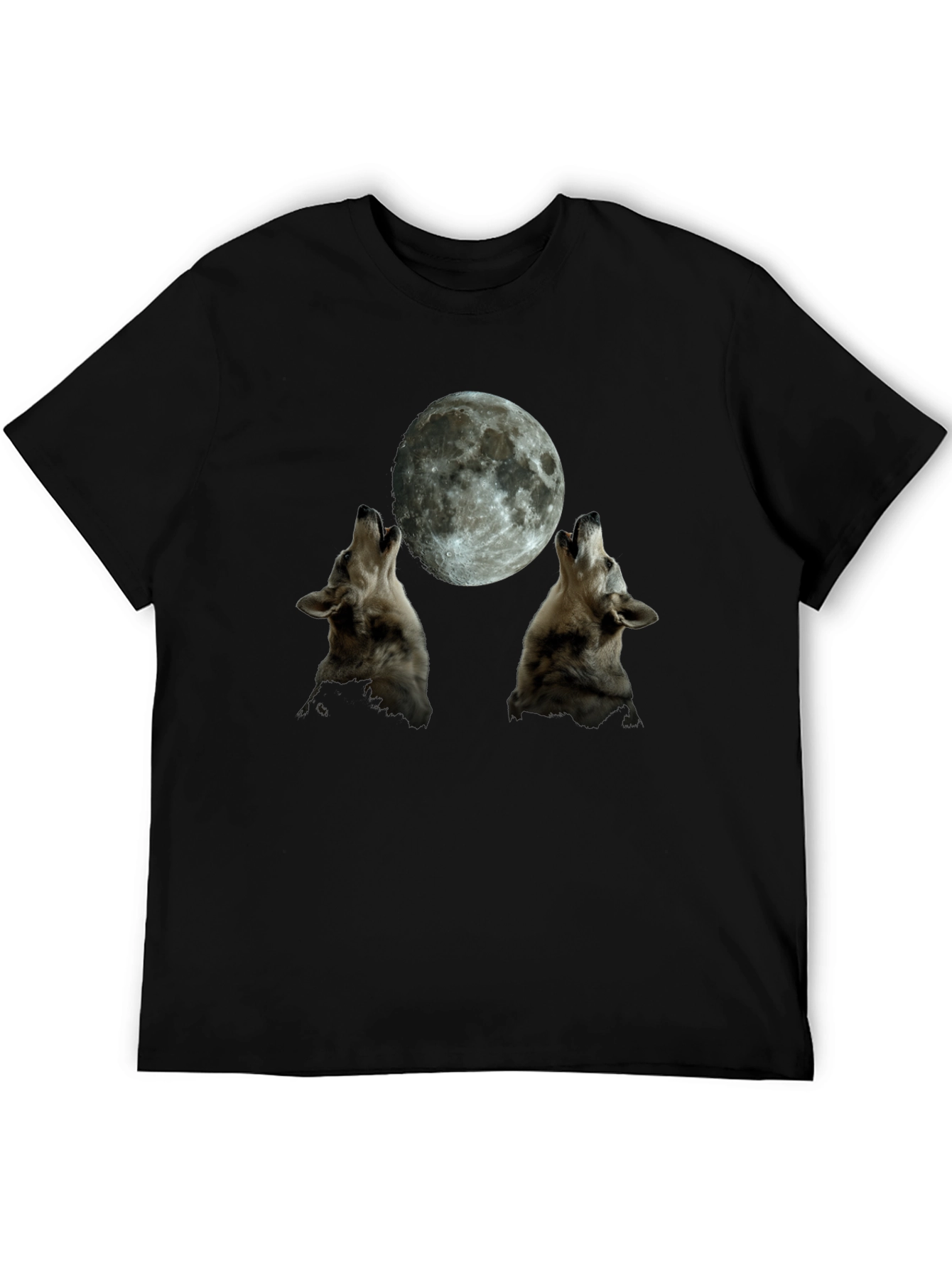 Wolf Moon Graphic T-Shirt - Black Crew Neck Tee