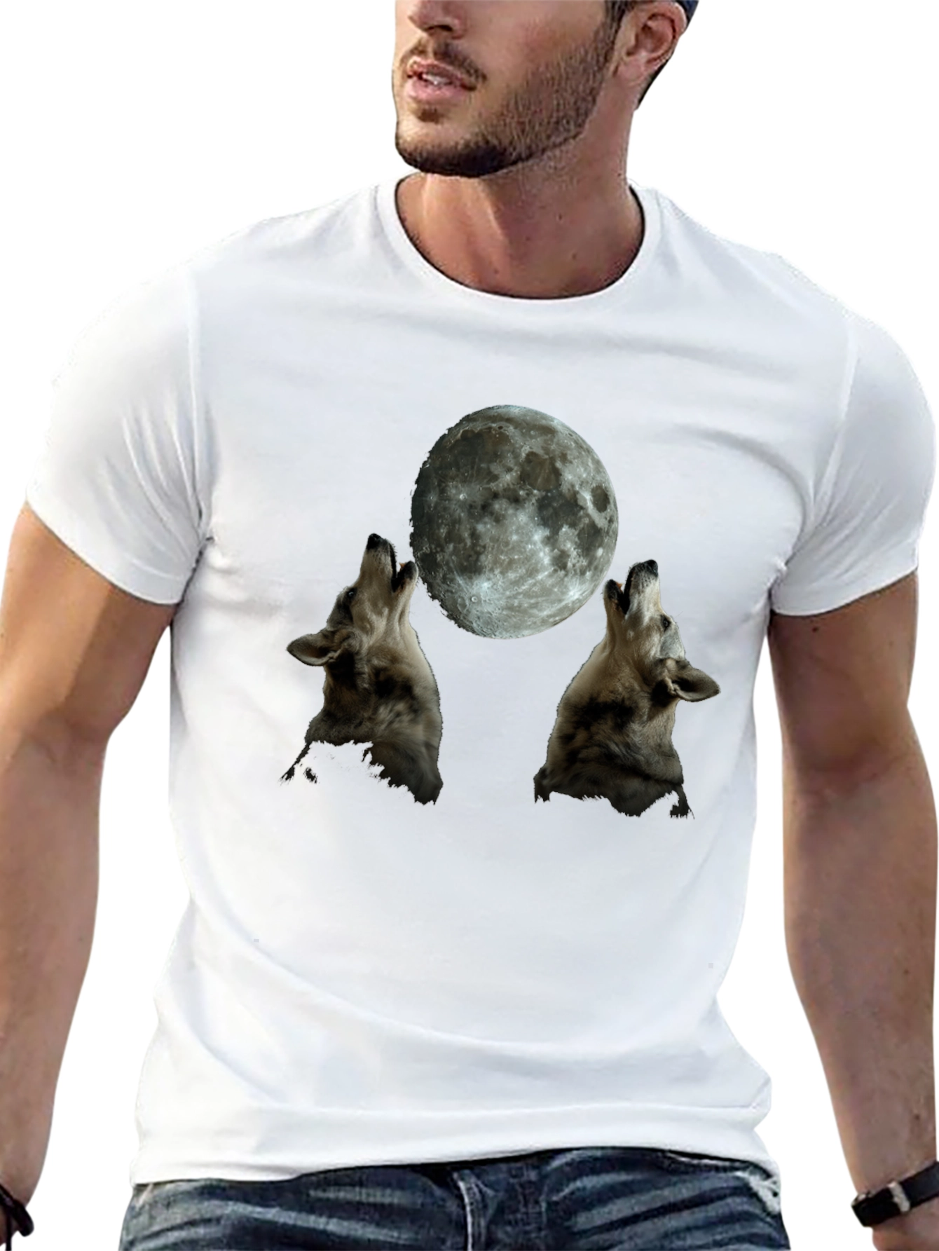 Wolf Moon Graphic T-Shirt - Black Crew Neck Tee