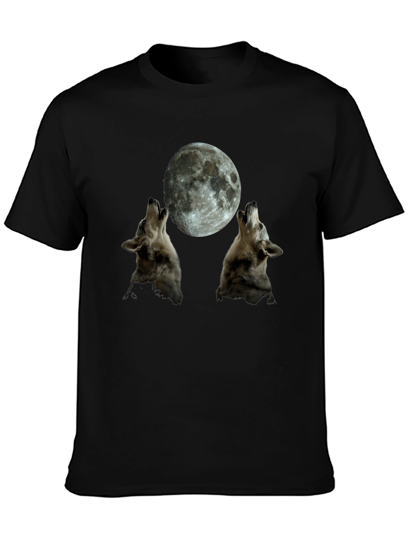 Wolf Moon Graphic T-Shirt - Black Crew Neck Tee