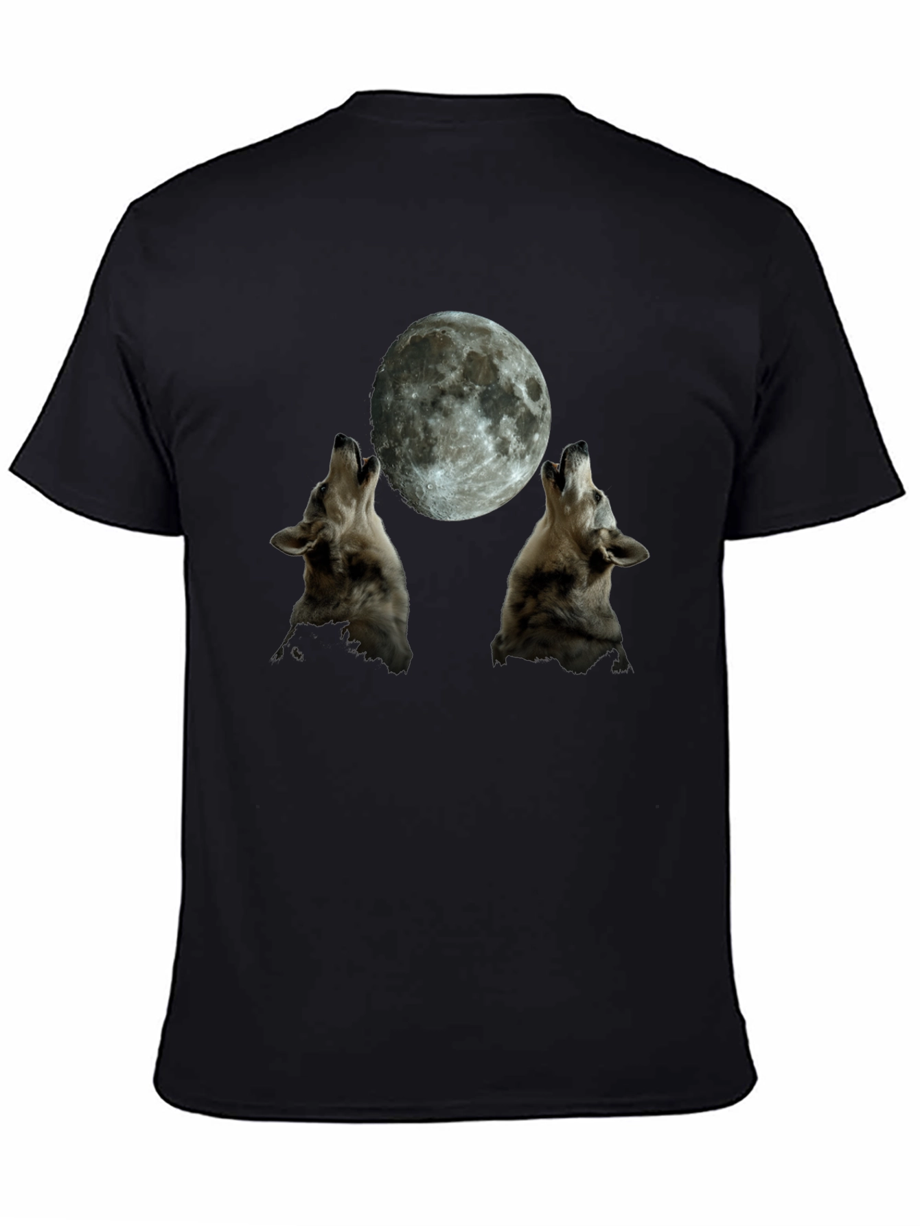 Wolf Moon Graphic T-Shirt - Black Crew Neck Tee