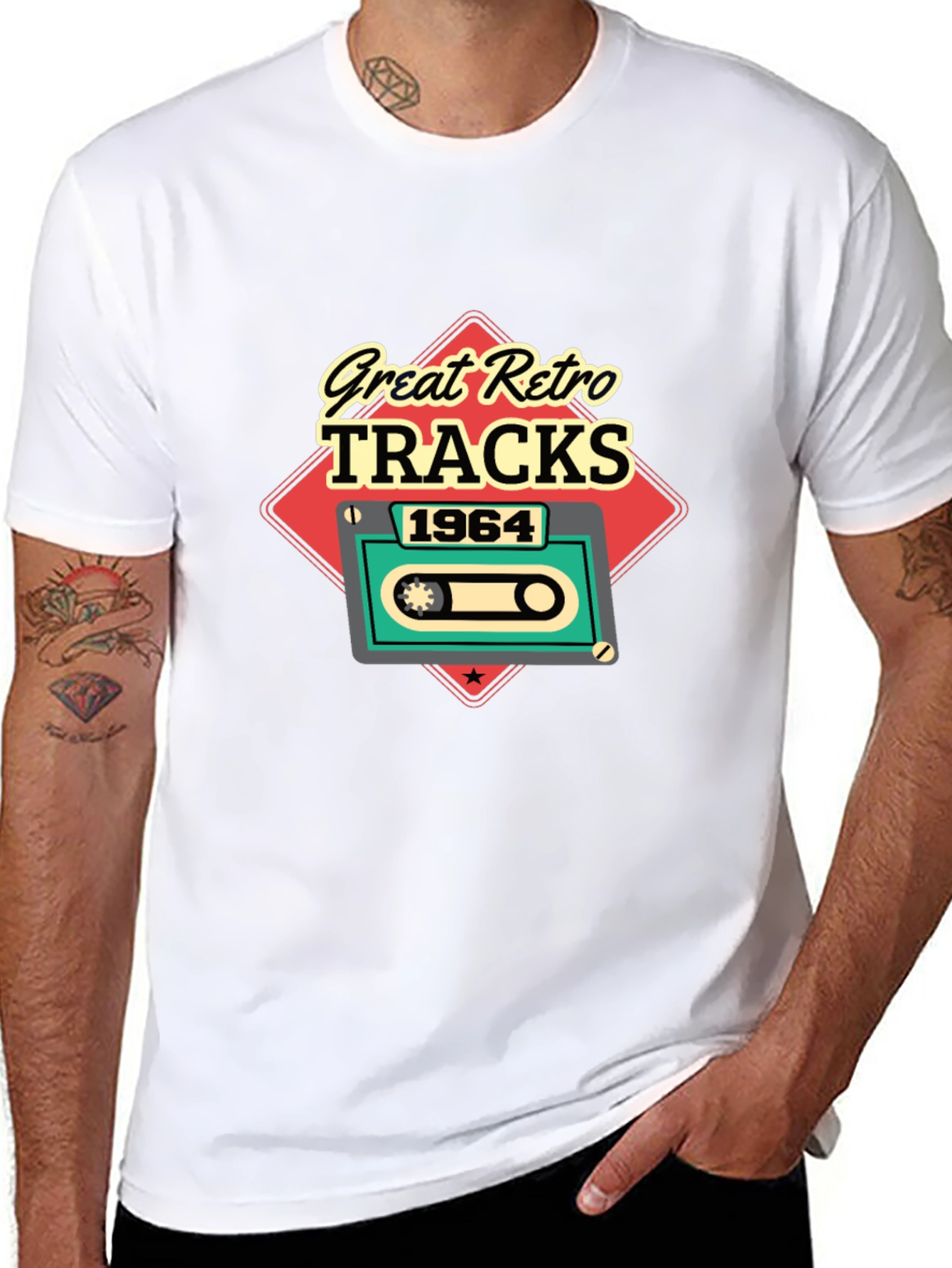 Great Retro Tracks 1964 Cassette Tape Graphic T-Shirt