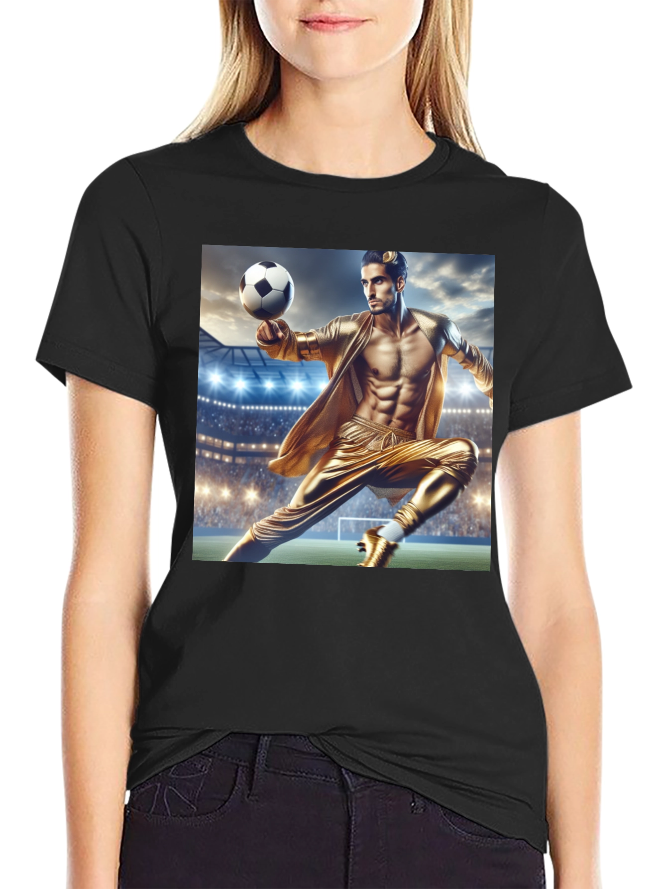 Soccer Star Graphic Tee - Black