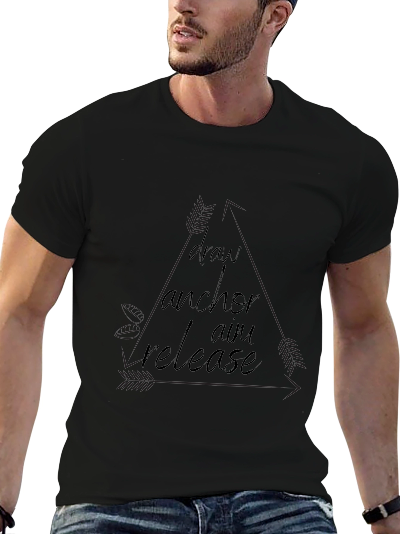 Archery Arrow Steps Black Graphic T-Shirt