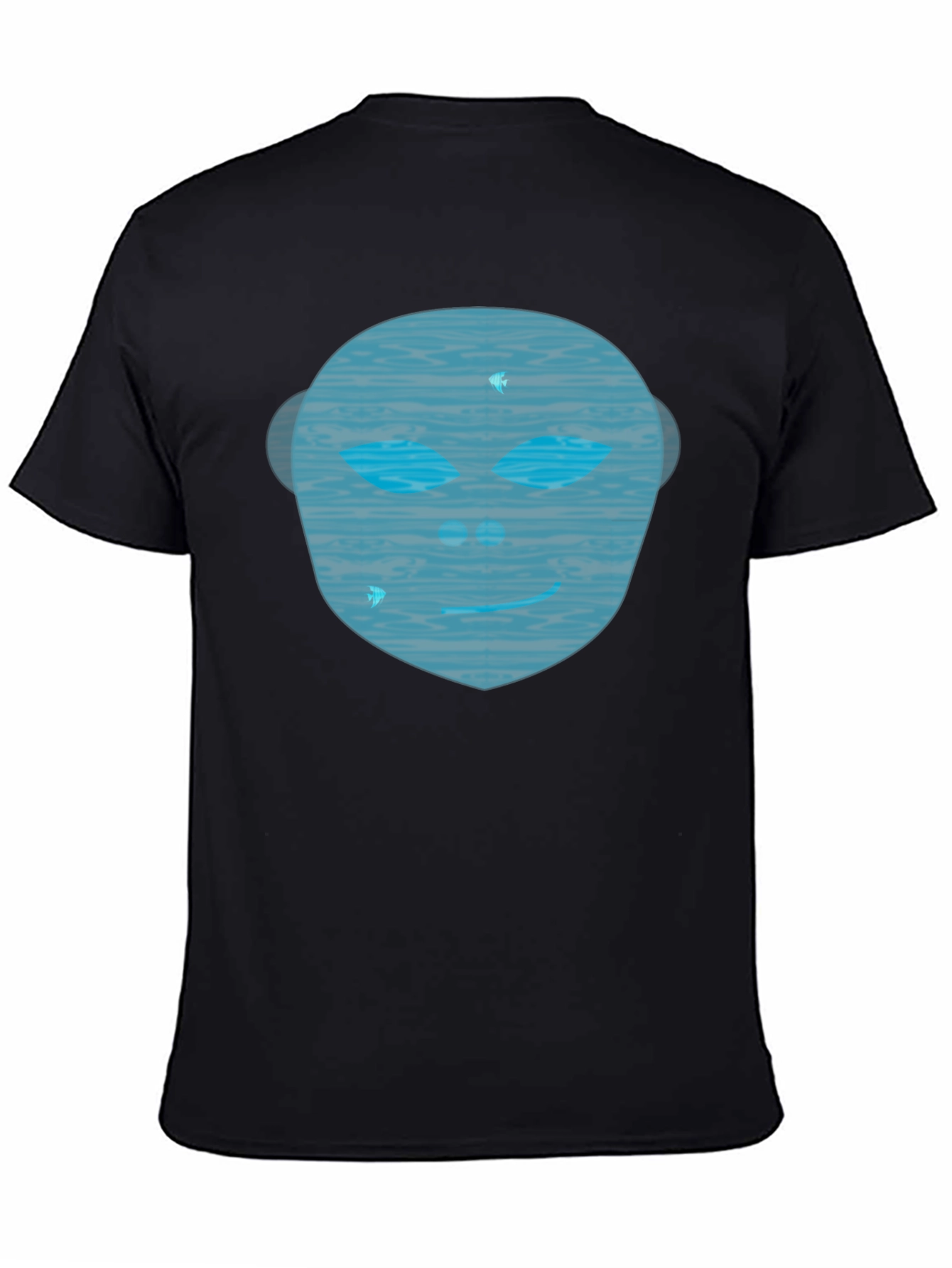 Abstract Face Graphic Tee - Mens Black Crew Neck