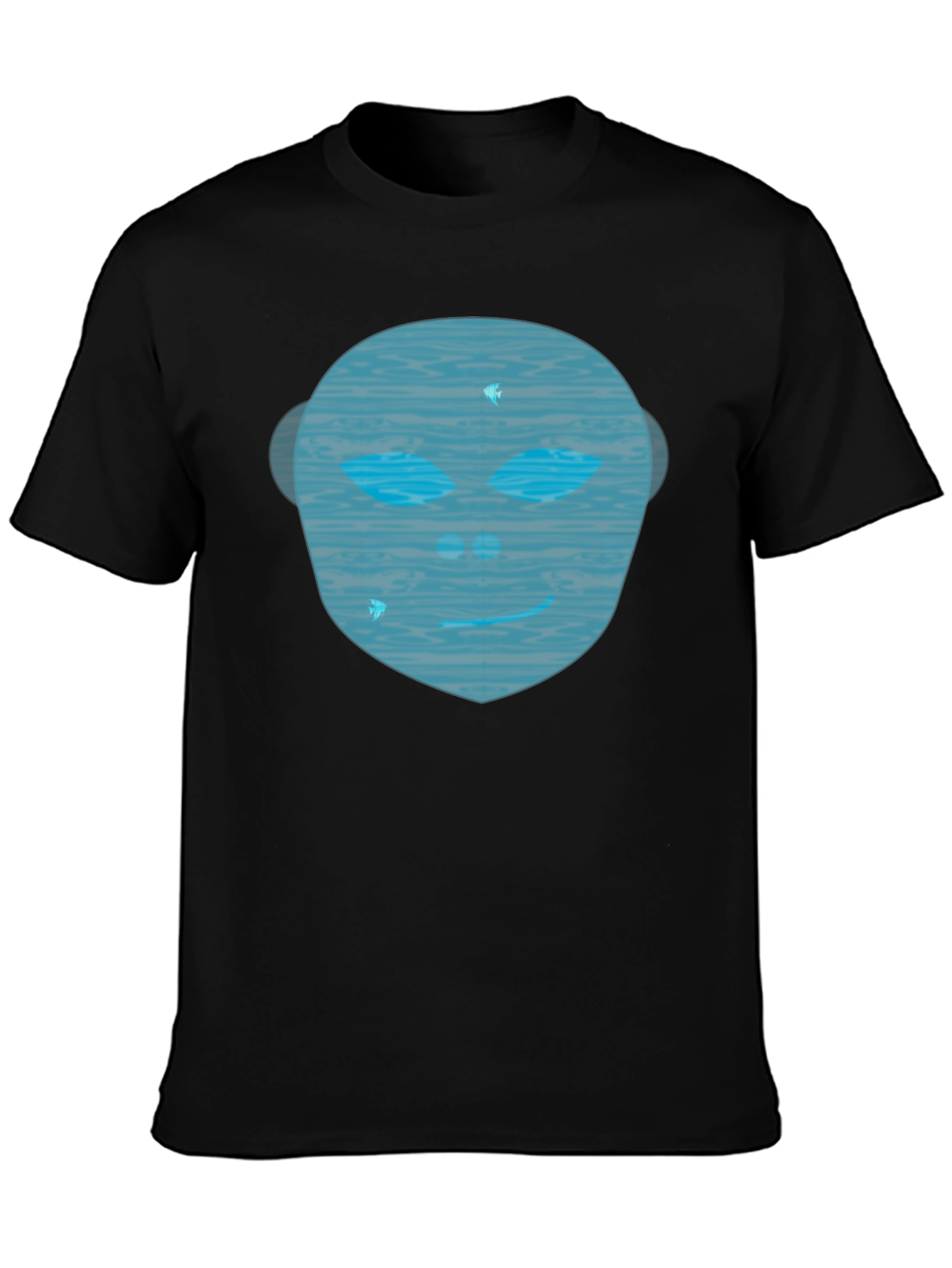 Abstract Face Graphic Tee - Mens Black Crew Neck