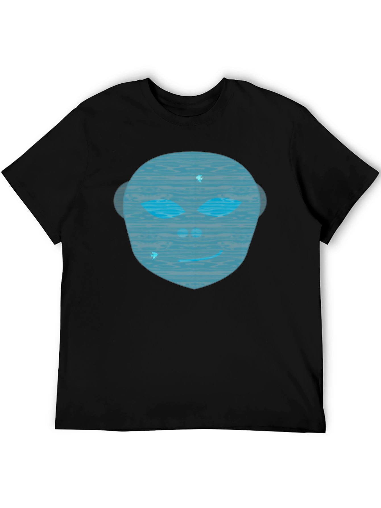 Abstract Face Graphic Tee - Mens Black Crew Neck