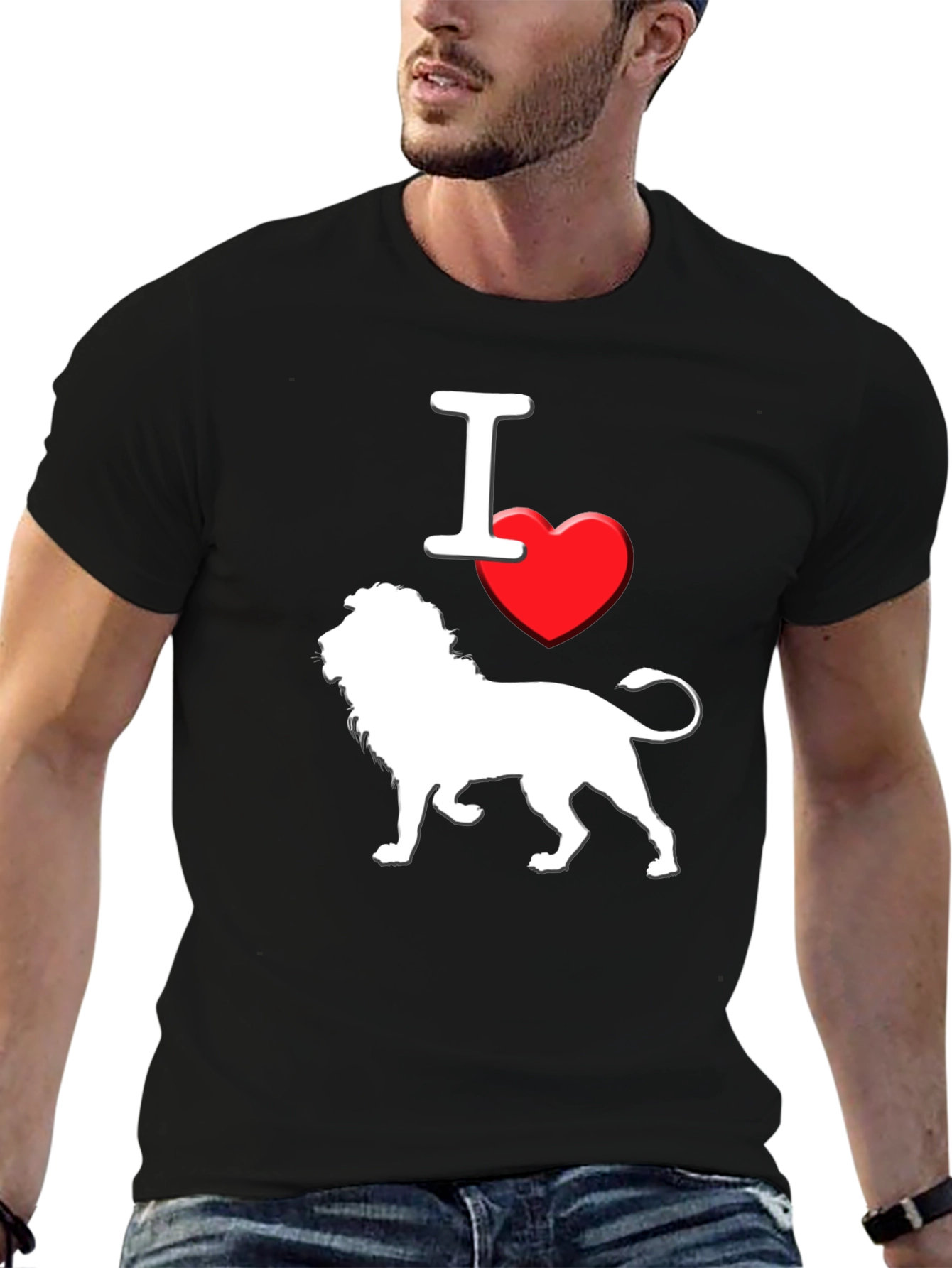 I Love Lions T-Shirt - Black Graphic Tee