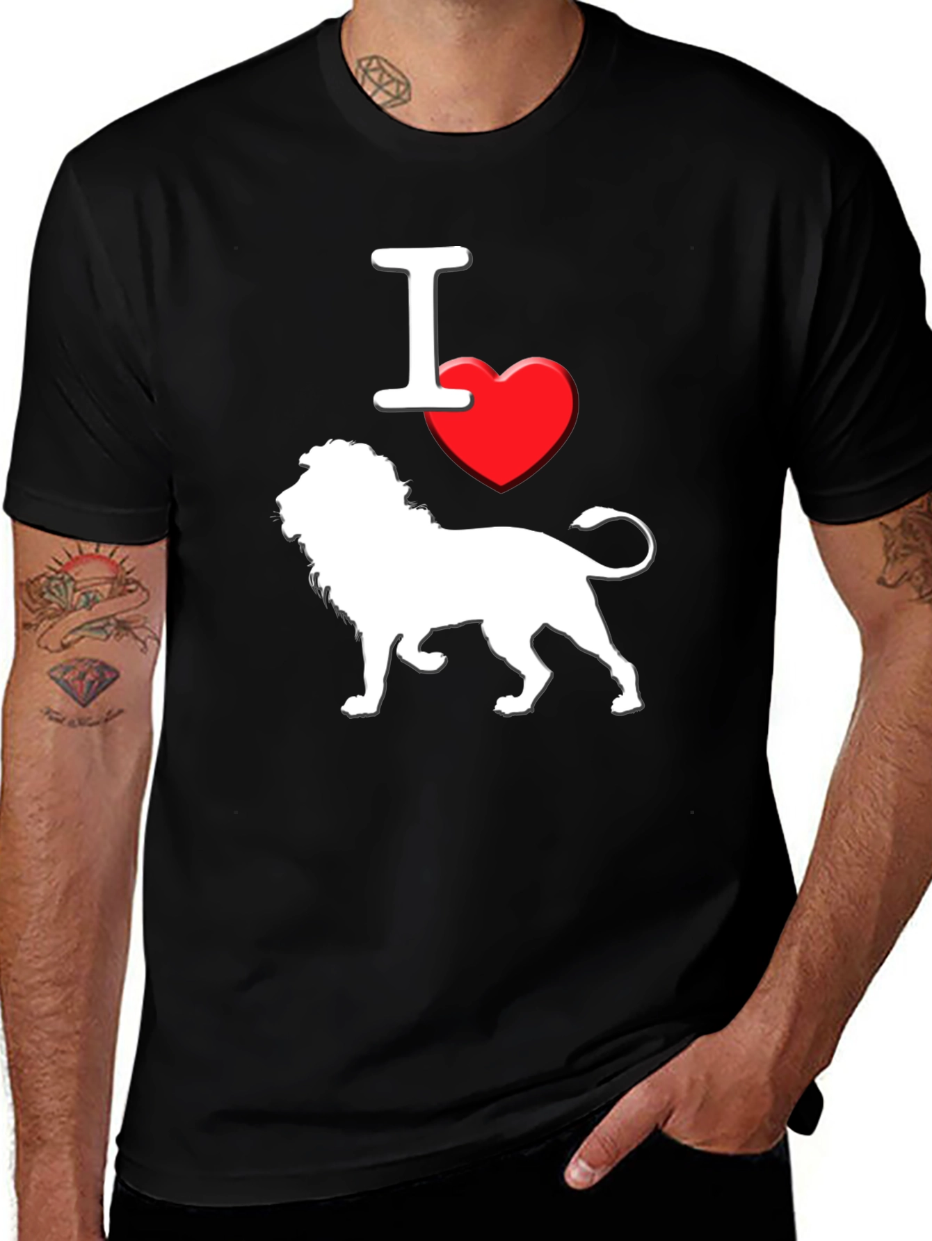 I Love Lions T-Shirt - Black Graphic Tee