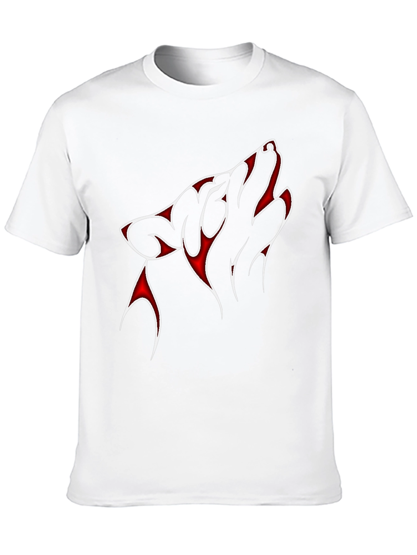 Red & White Wolf Graphic Black T-Shirt