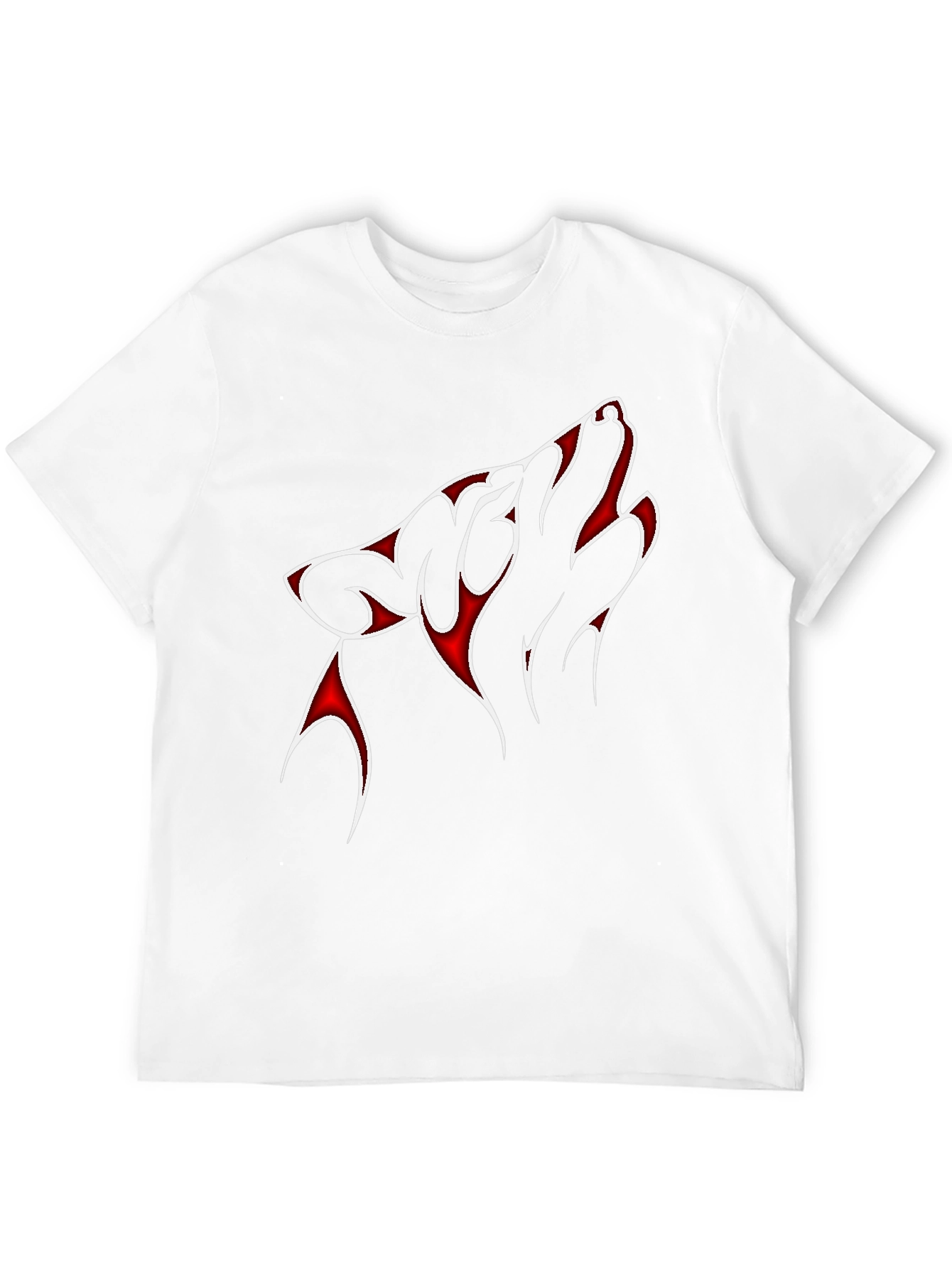 Red & White Wolf Graphic Black T-Shirt