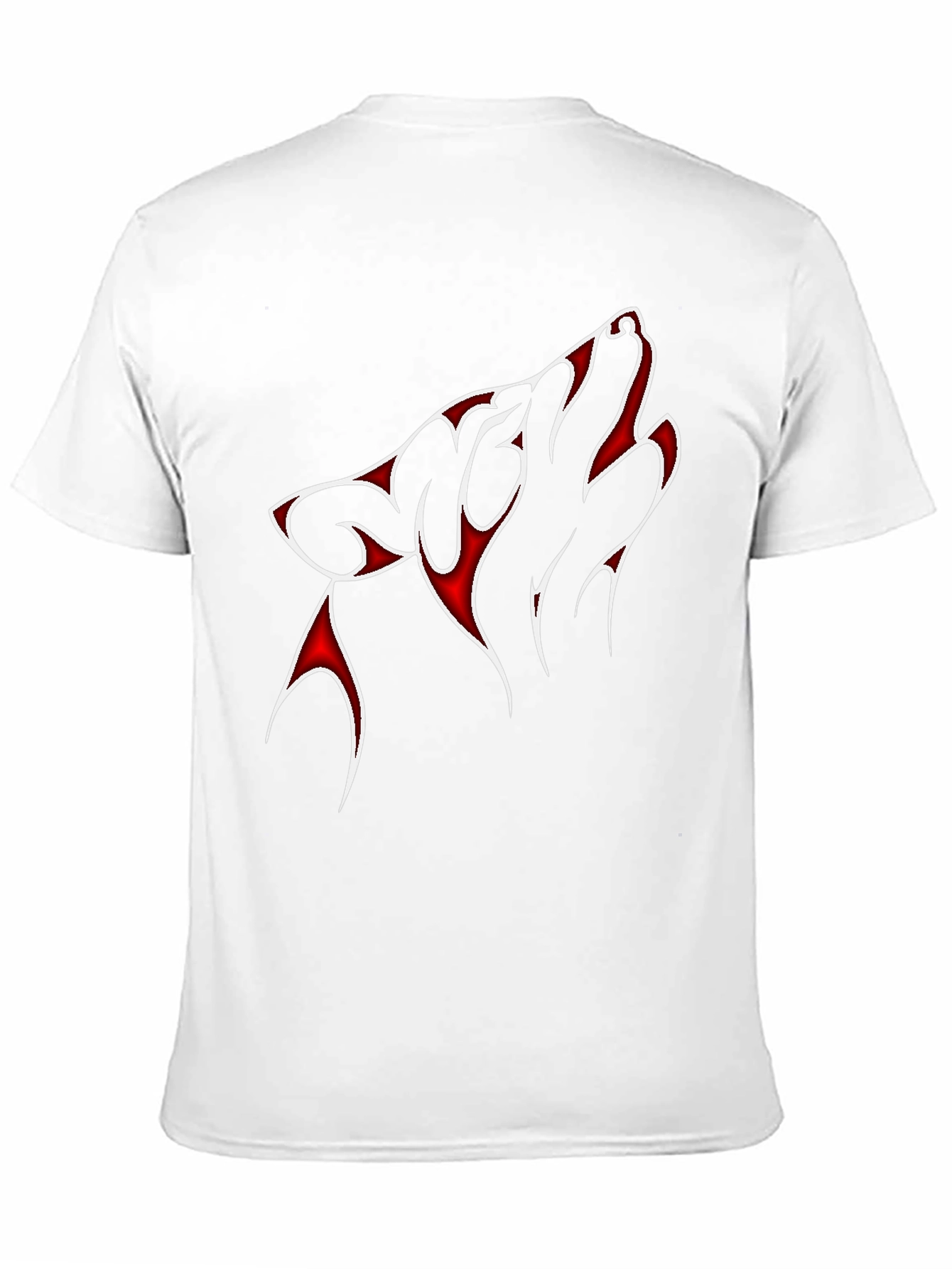 Red & White Wolf Graphic Black T-Shirt