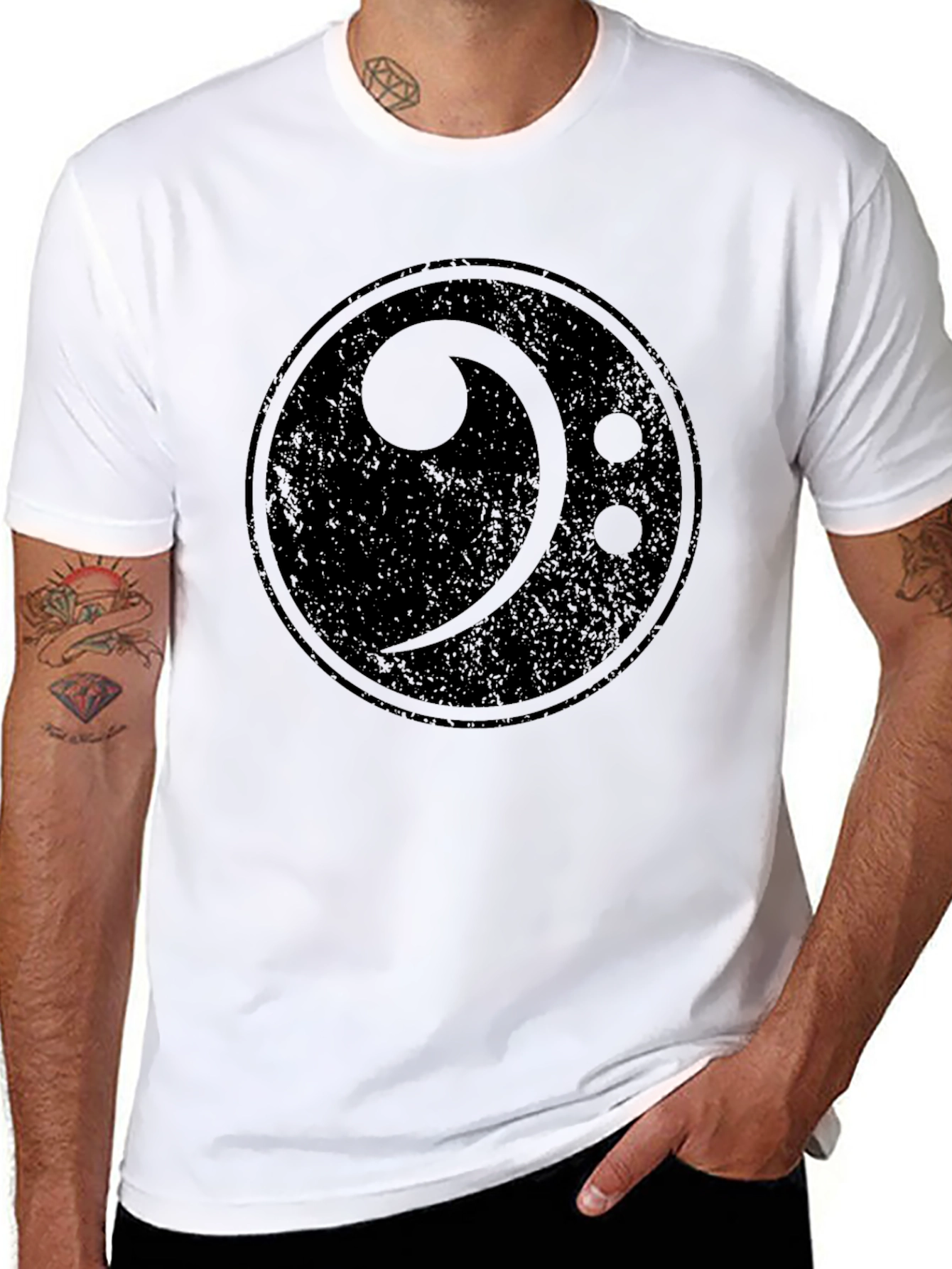 Bass Clef Music T-Shirt - Round Logo Design