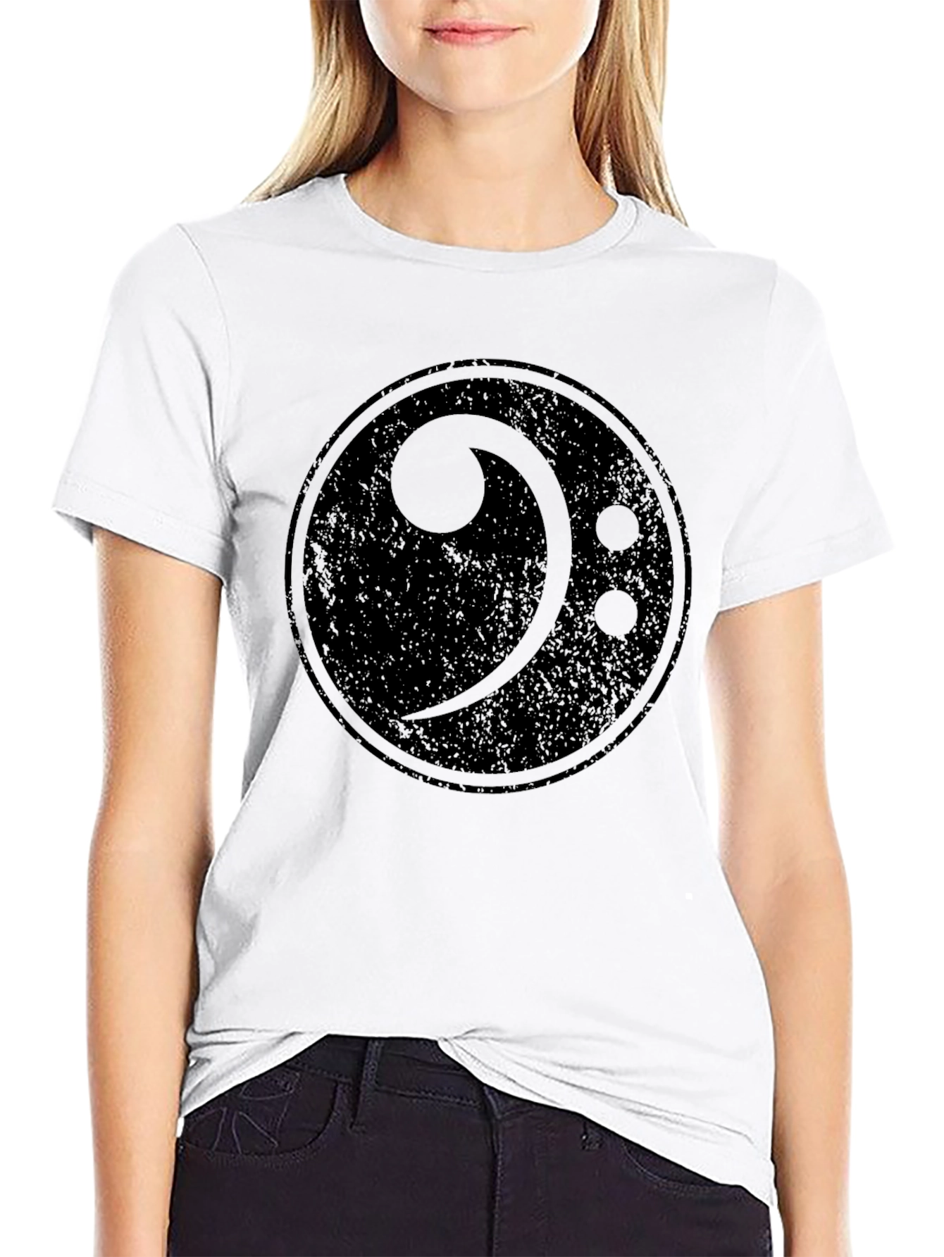 Bass Clef Music T-Shirt - Round Logo Design