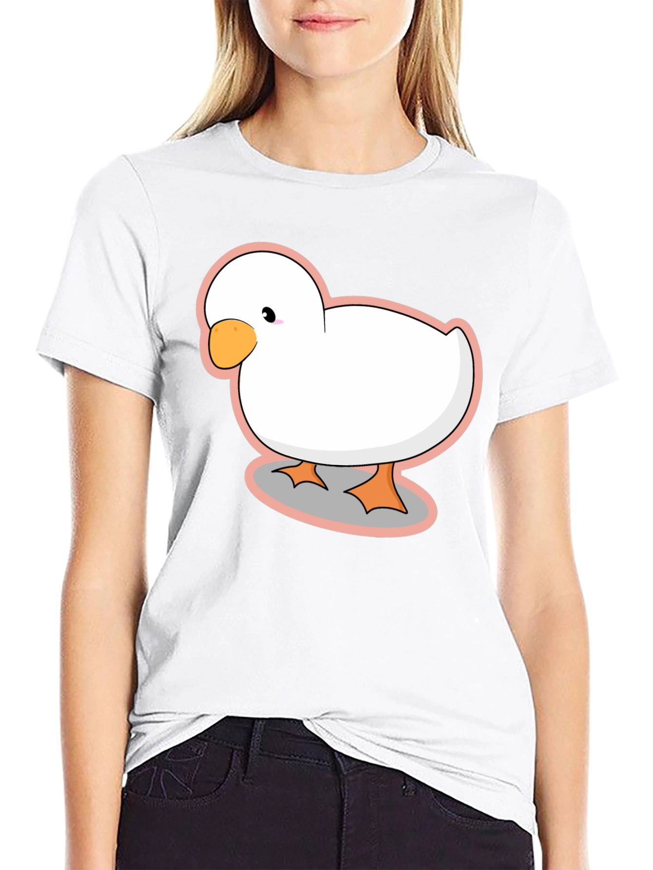 Duck Cartoon Black T-Shirt