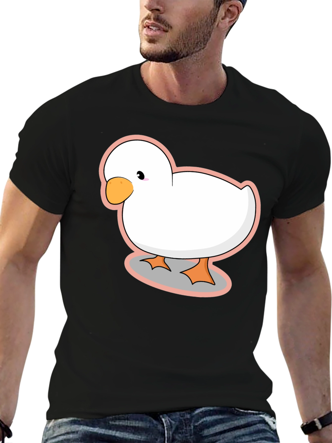 Duck Cartoon Black T-Shirt