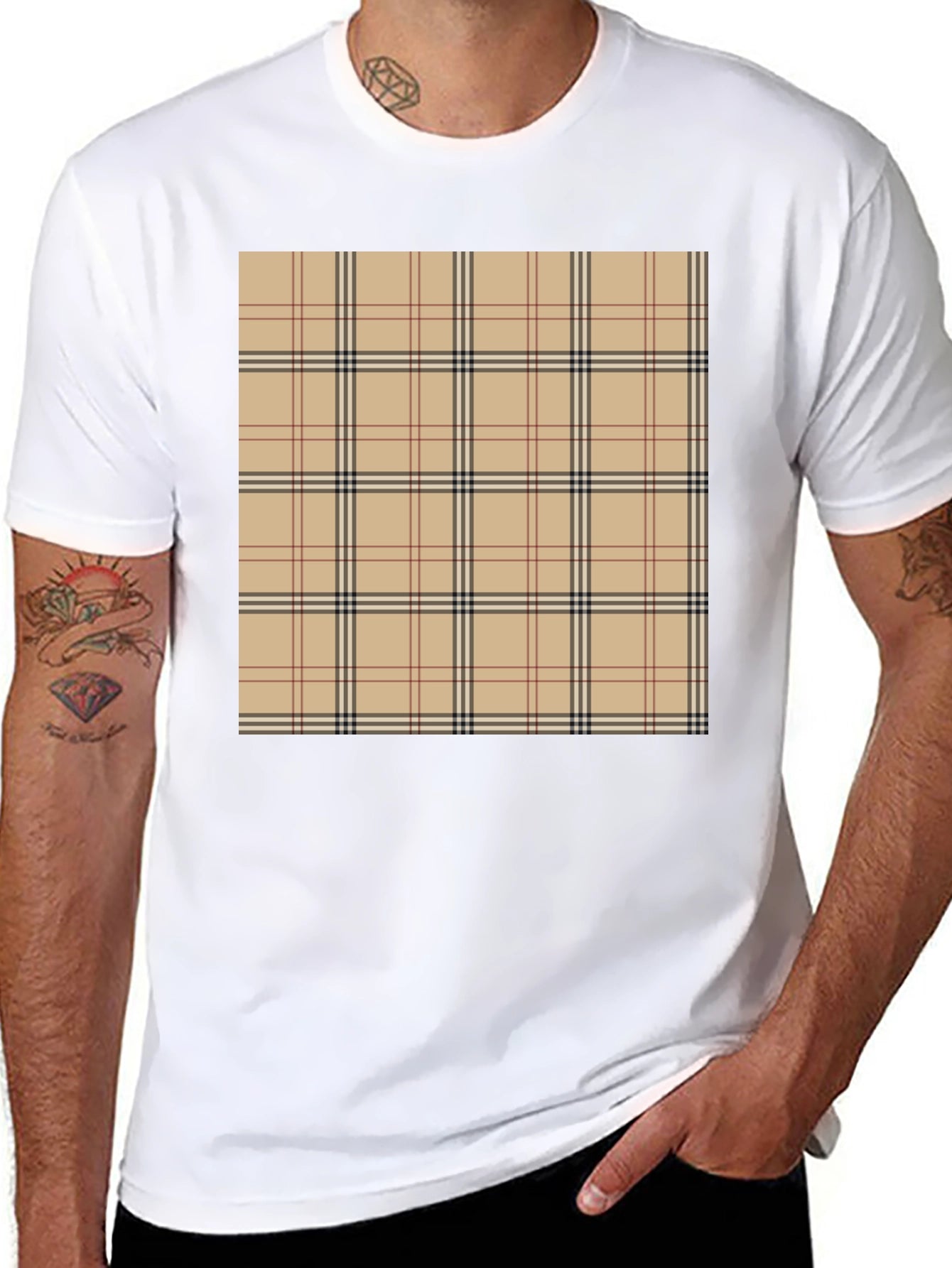 Plaid Patterned Stylish T-Shirt