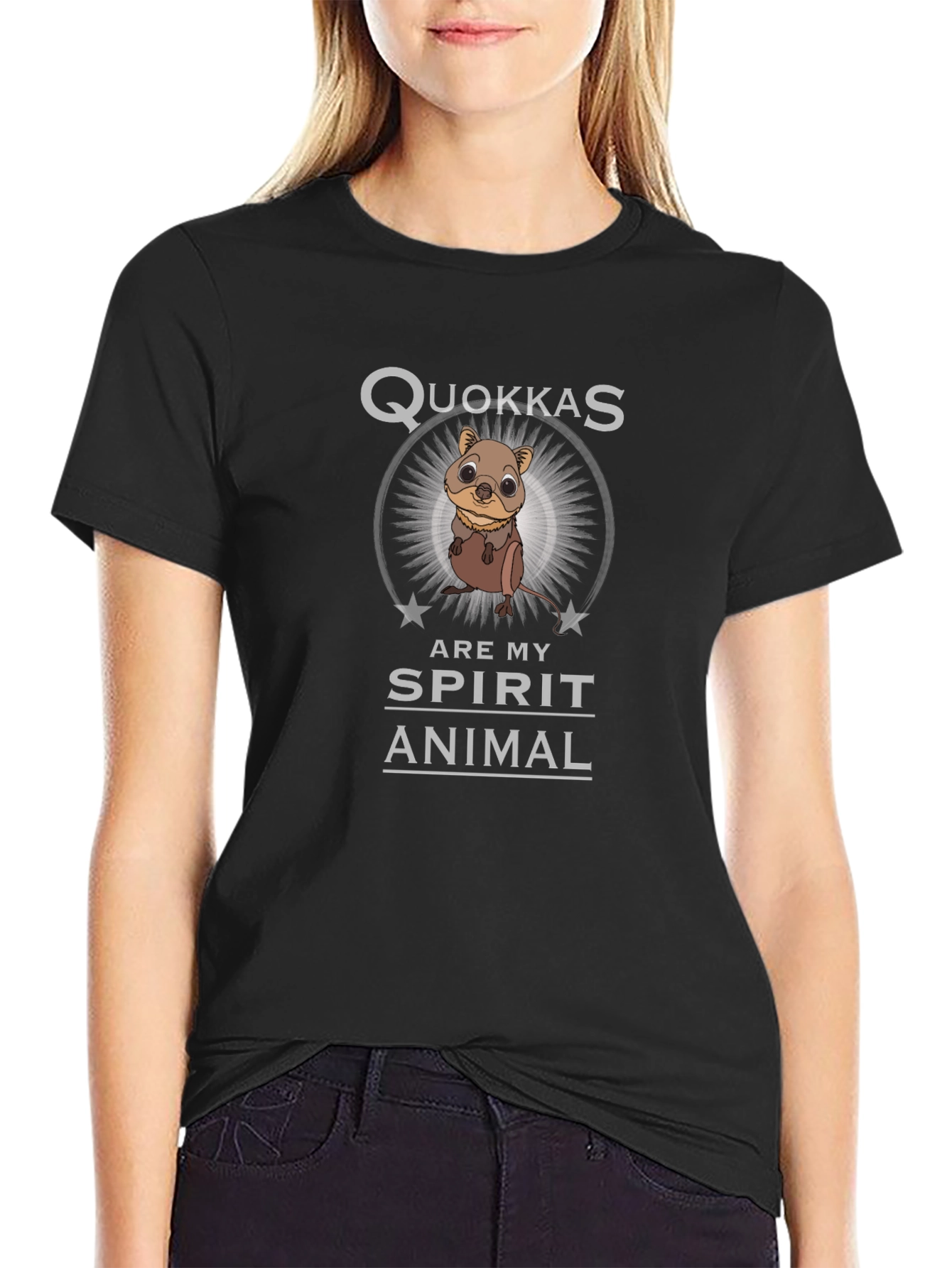 Quokkas Are My Spirit Animal Black Graphic T-Shirt