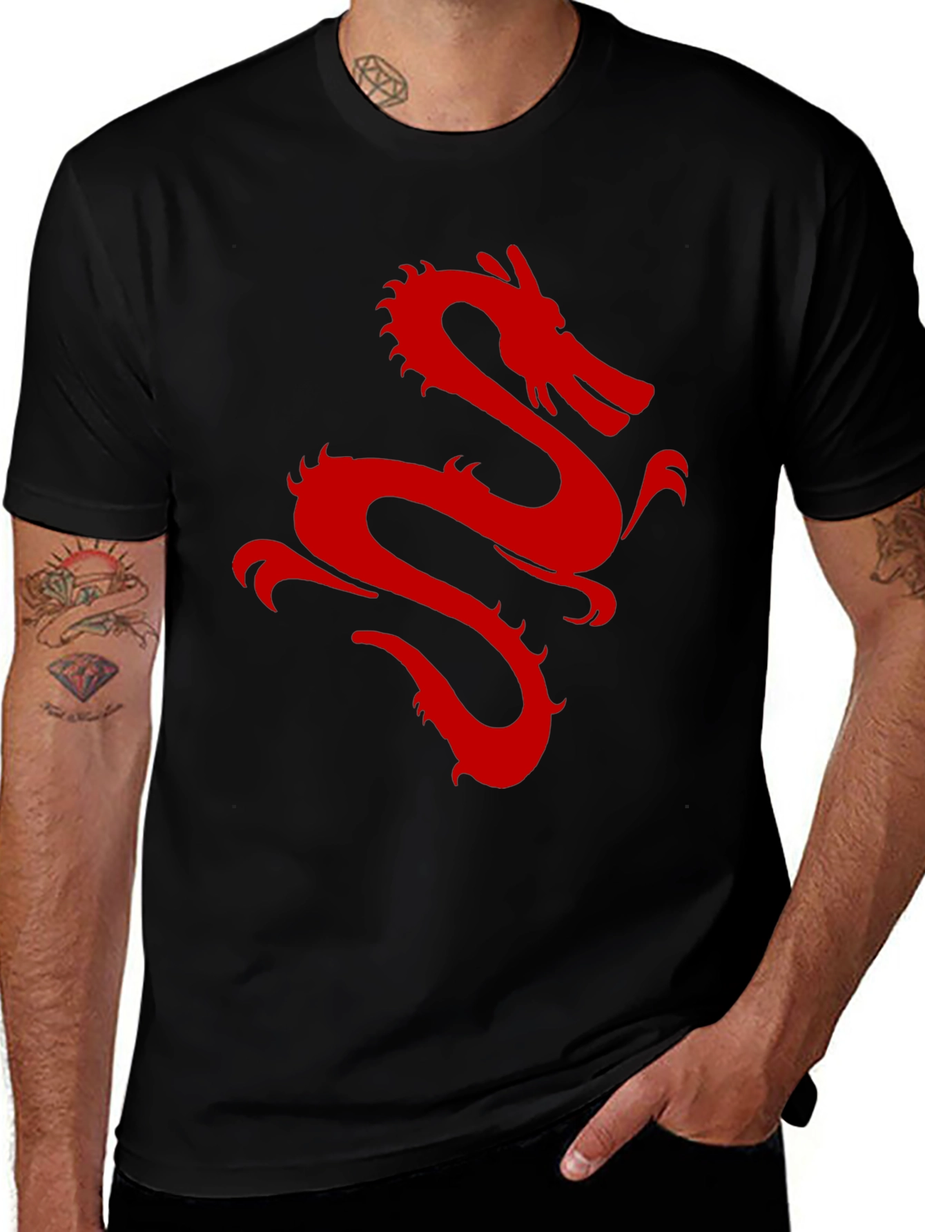 Red Dragon Graphic Black T-Shirt