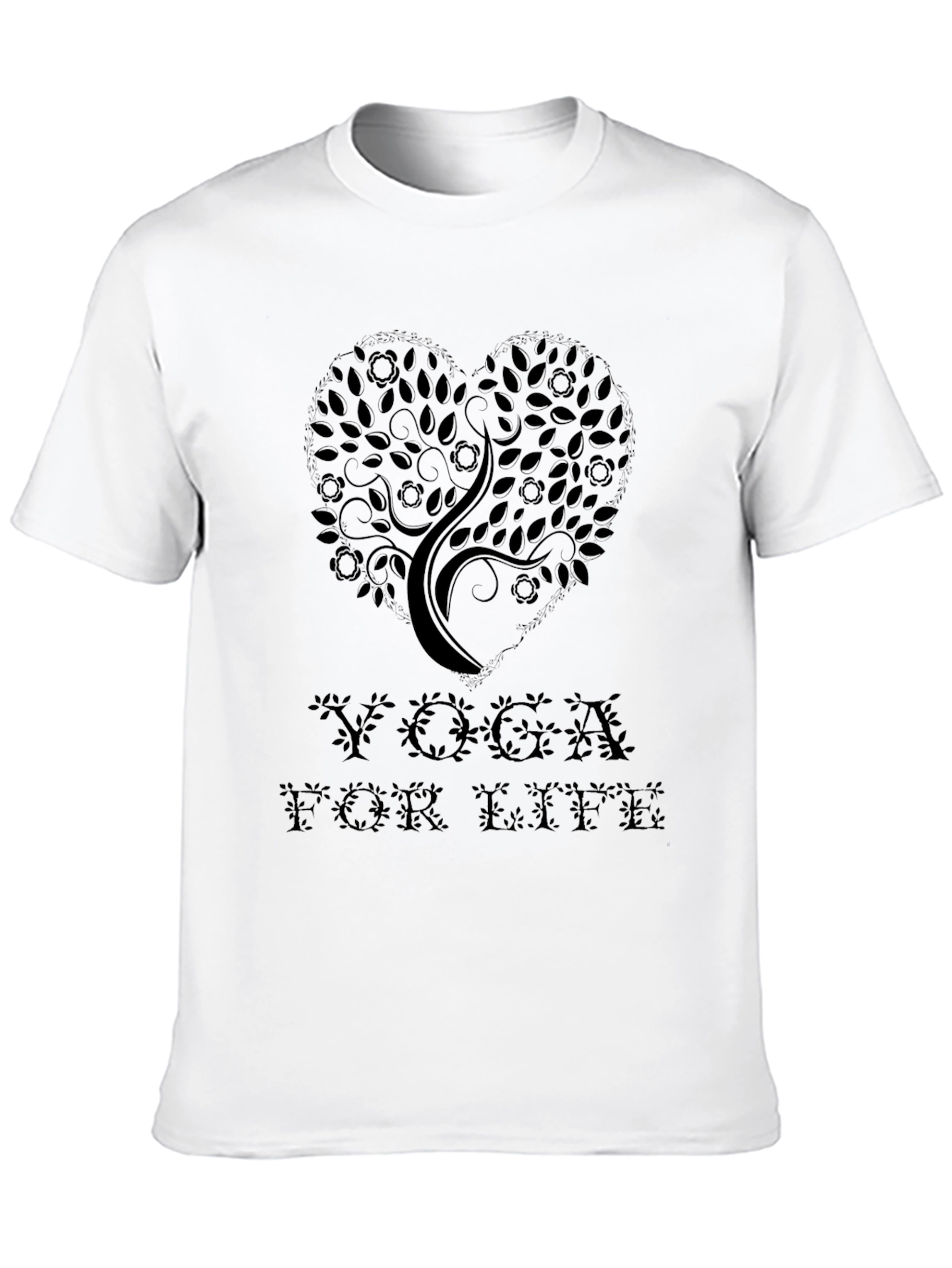 Yoga for Life Tree Heart Black T-Shirt