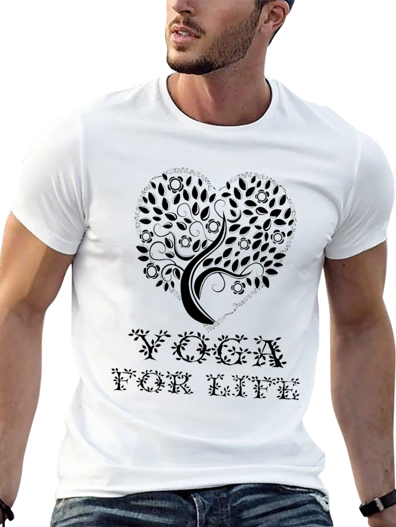 Yoga for Life Tree Heart Black T-Shirt
