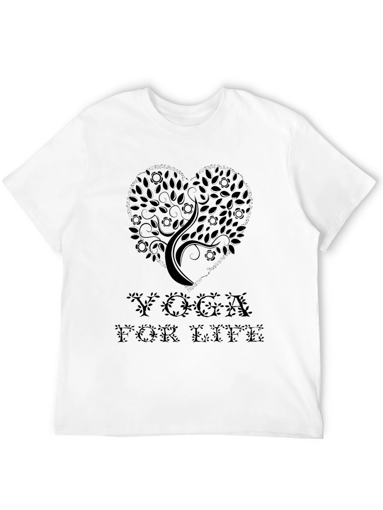 Yoga for Life Tree Heart Black T-Shirt
