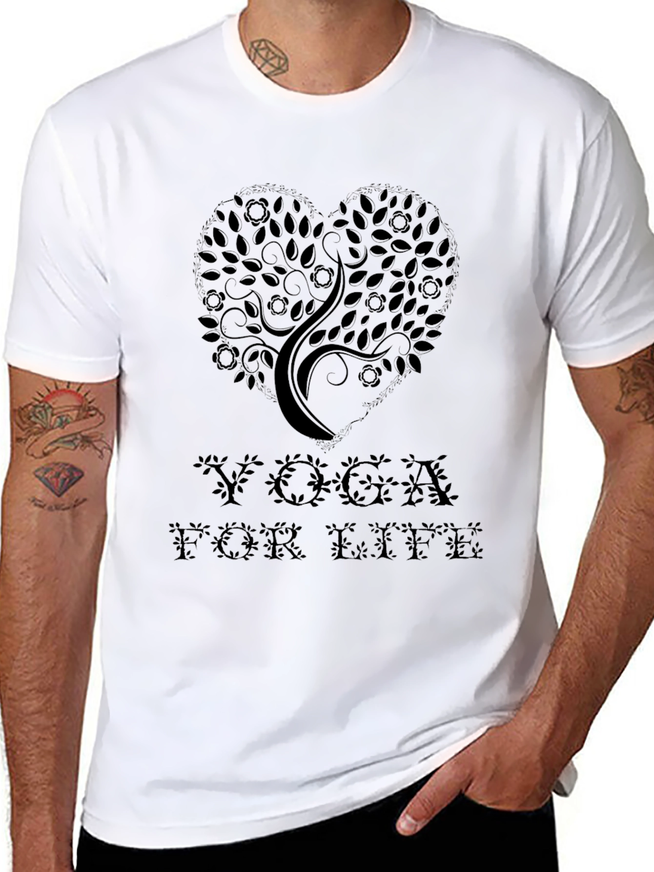 Yoga for Life Tree Heart Black T-Shirt