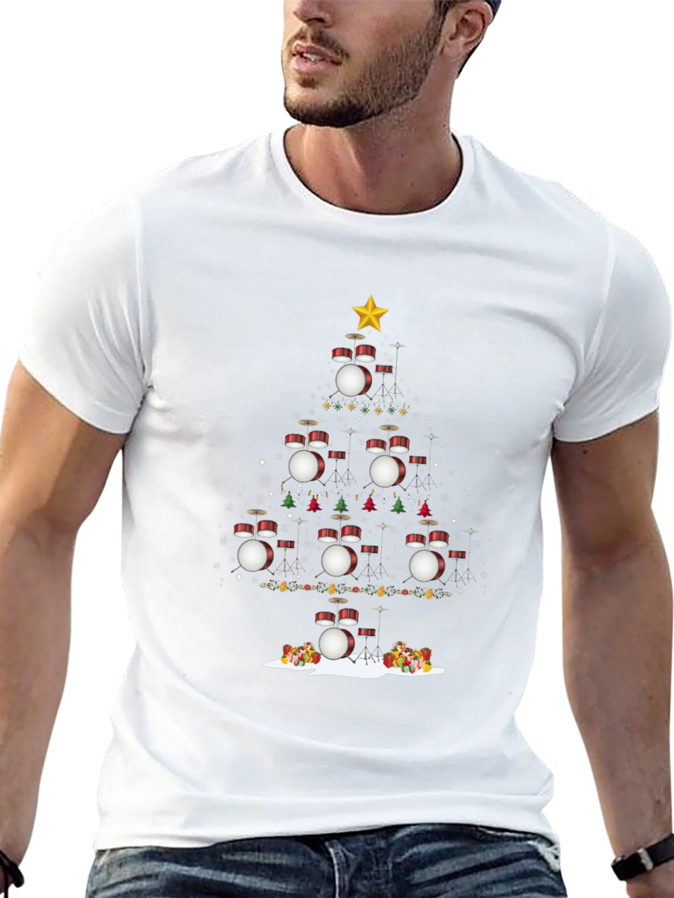 Drum Set Christmas Tree T-Shirt