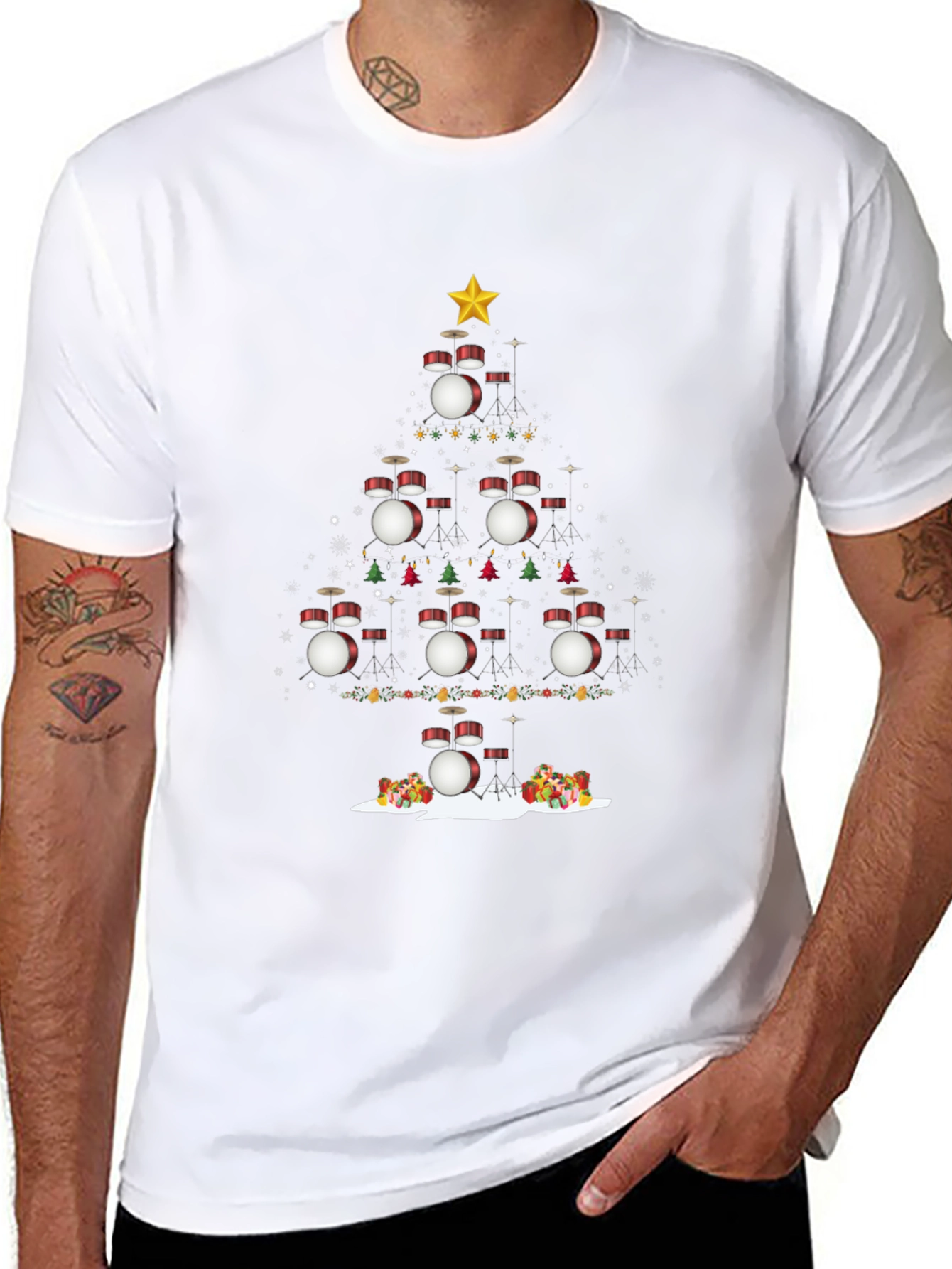 Drum Set Christmas Tree T-Shirt
