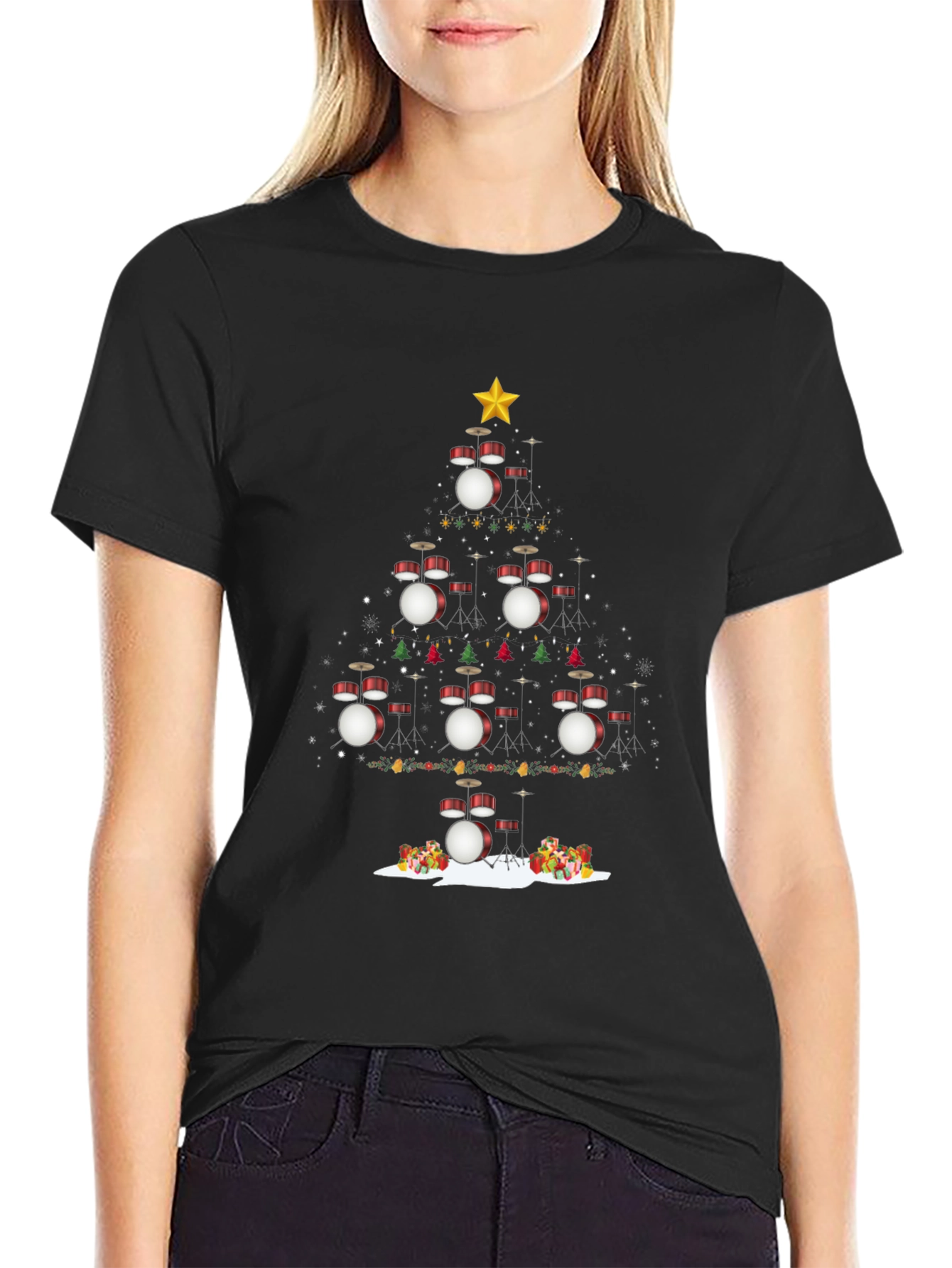 Drum Set Christmas Tree T-Shirt