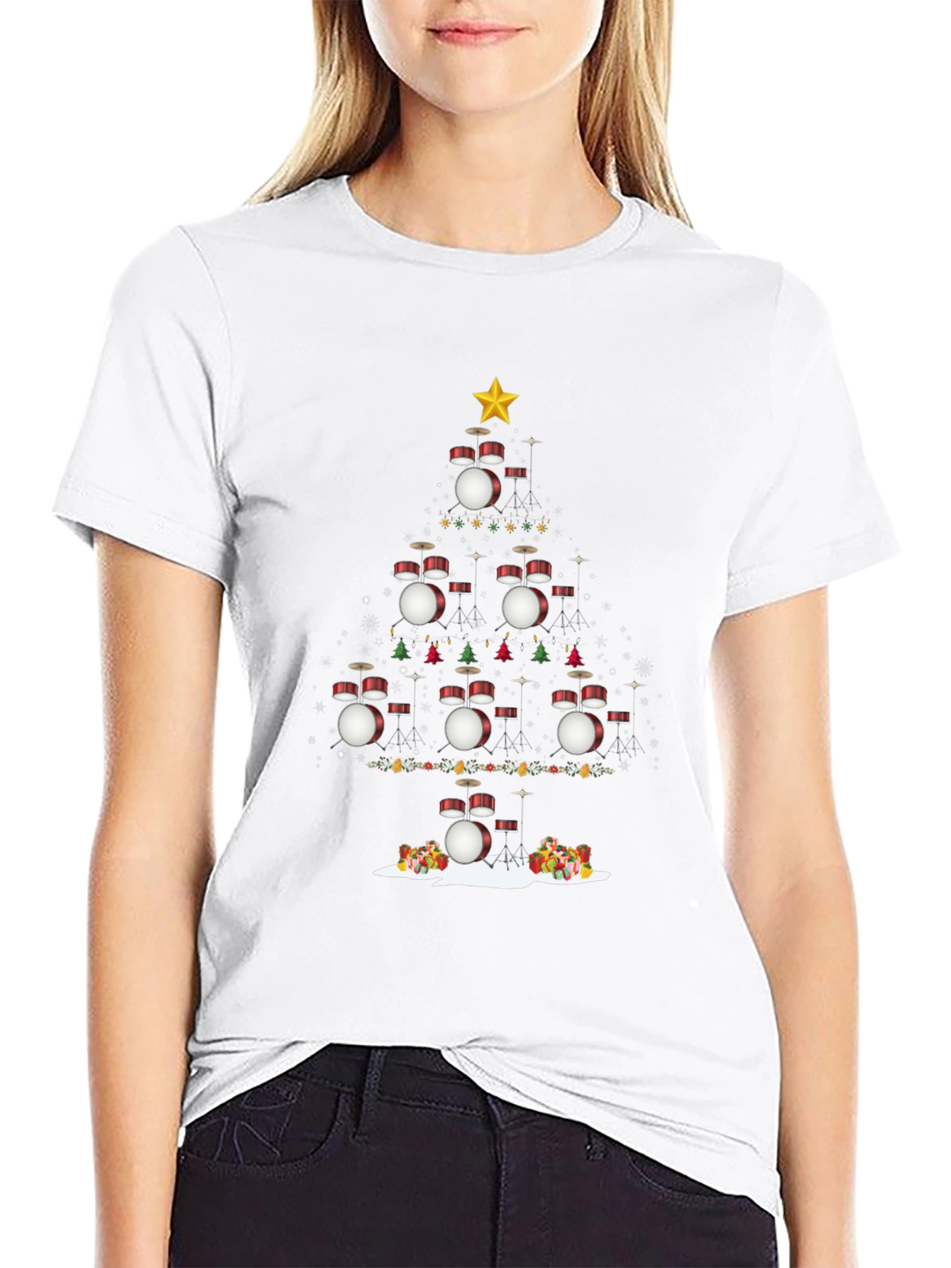 Drum Set Christmas Tree T-Shirt