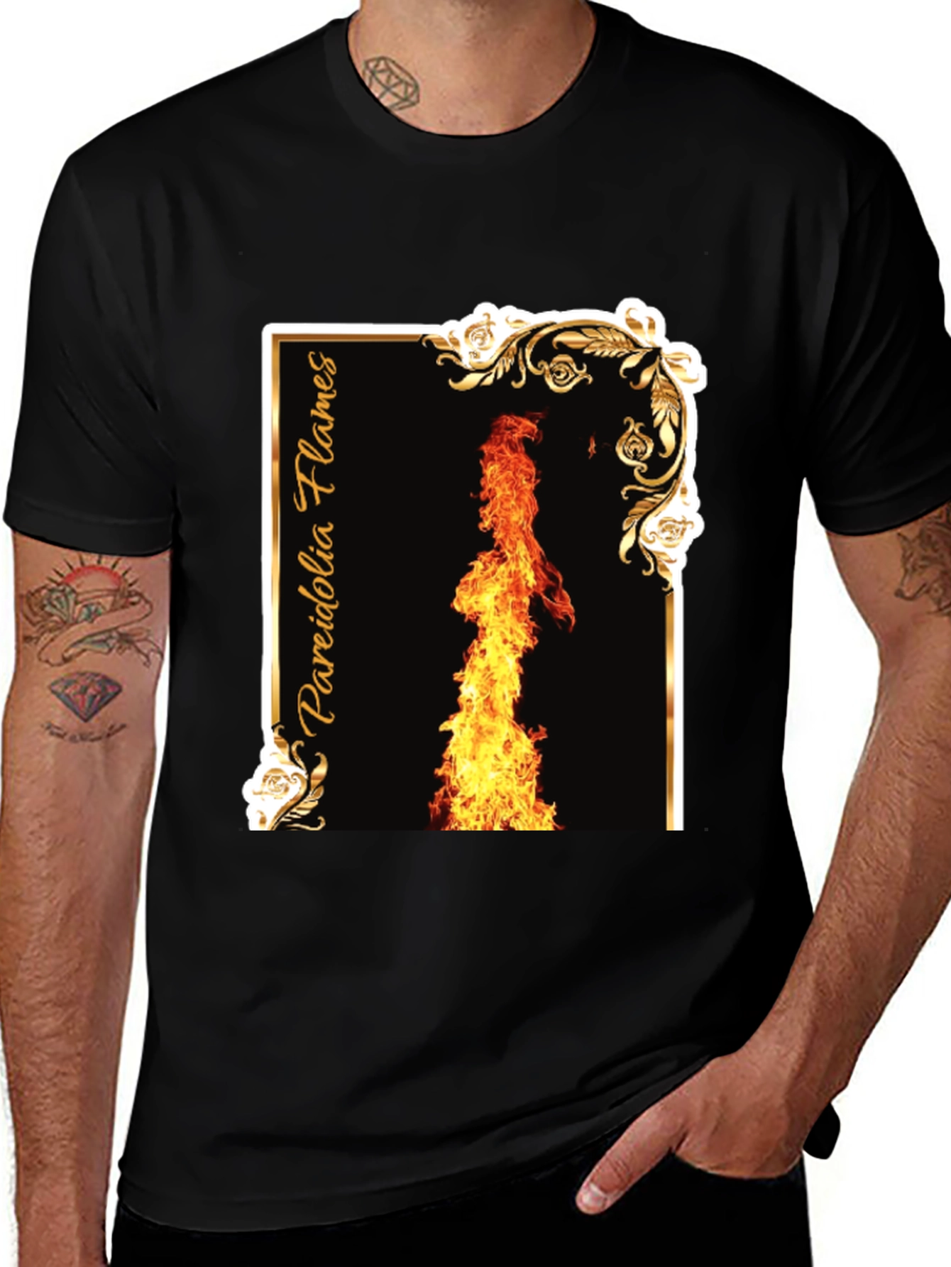 Pareidolia Flames Graphic Tee - Black