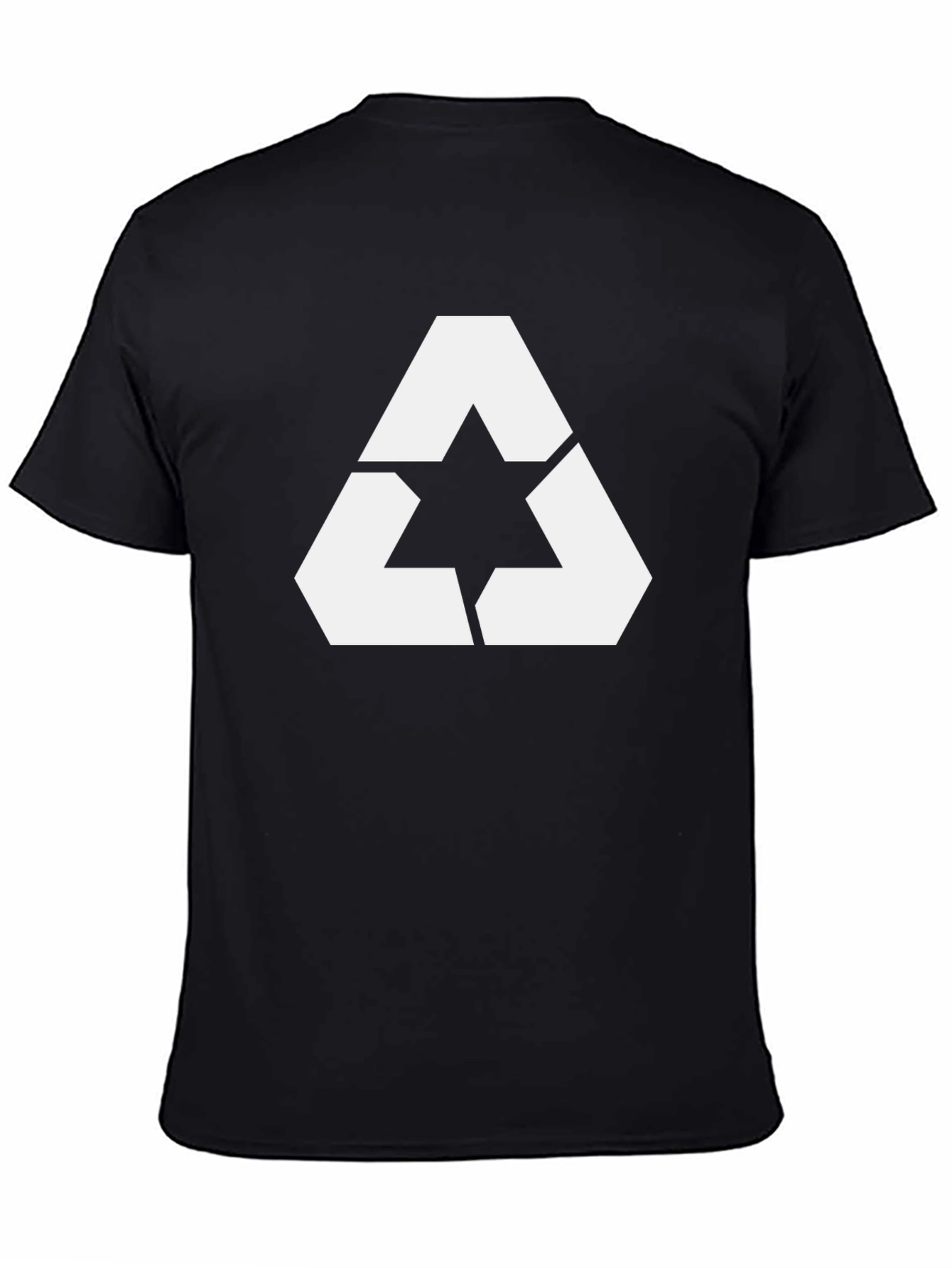 Geometric Triangle Star Graphic Tee - Black
