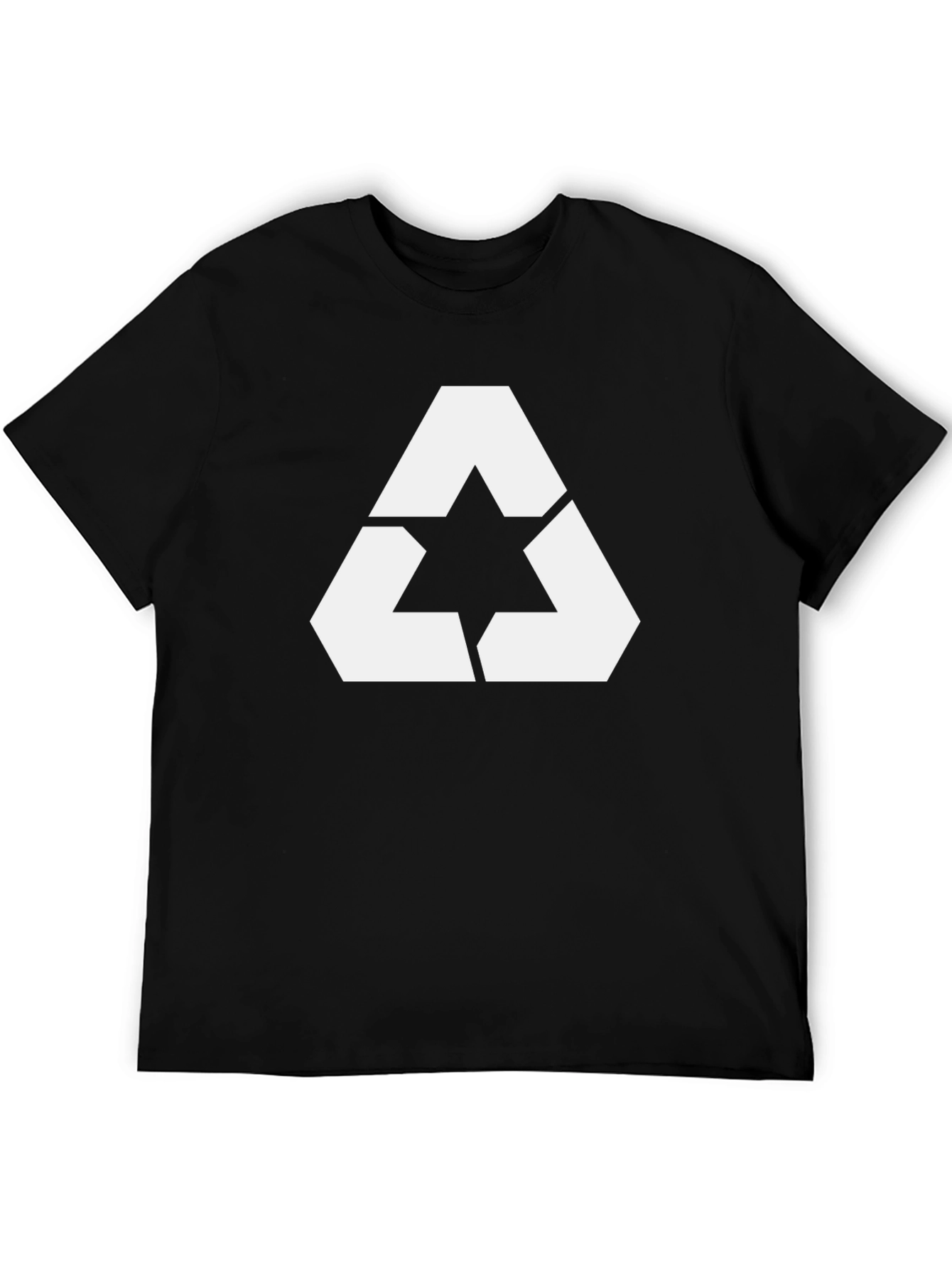 Geometric Triangle Star Graphic Tee - Black