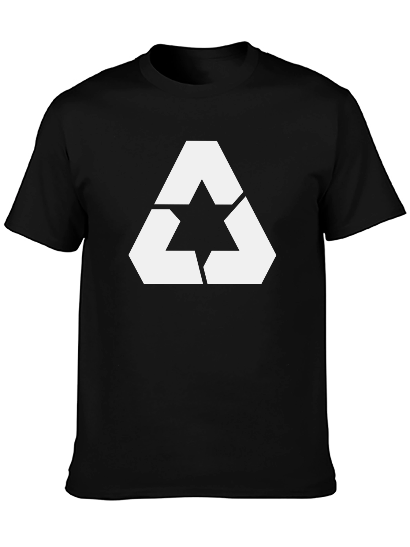 Geometric Triangle Star Graphic Tee - Black