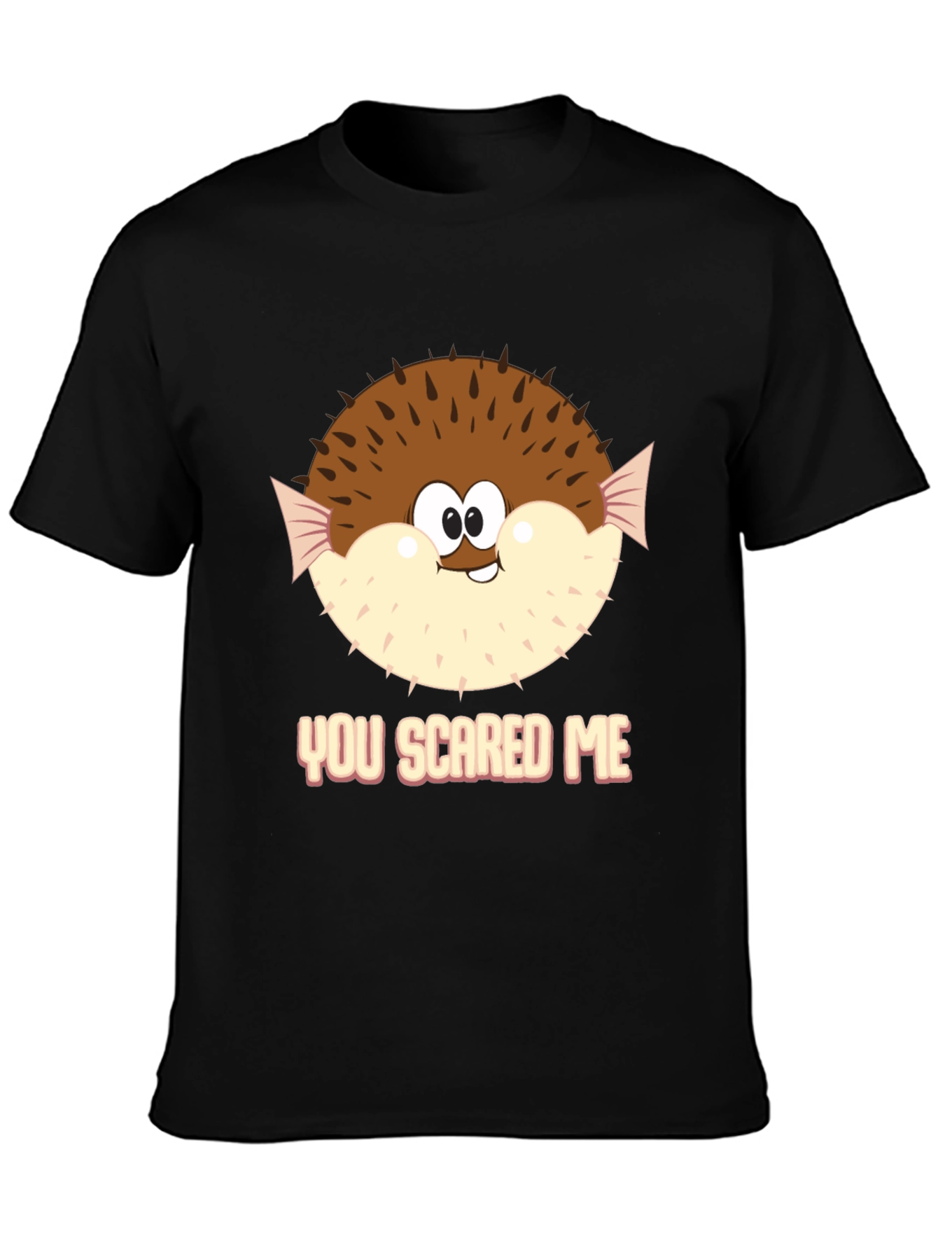 Funny Puffer Fish You Scared Me Black T-Shirt