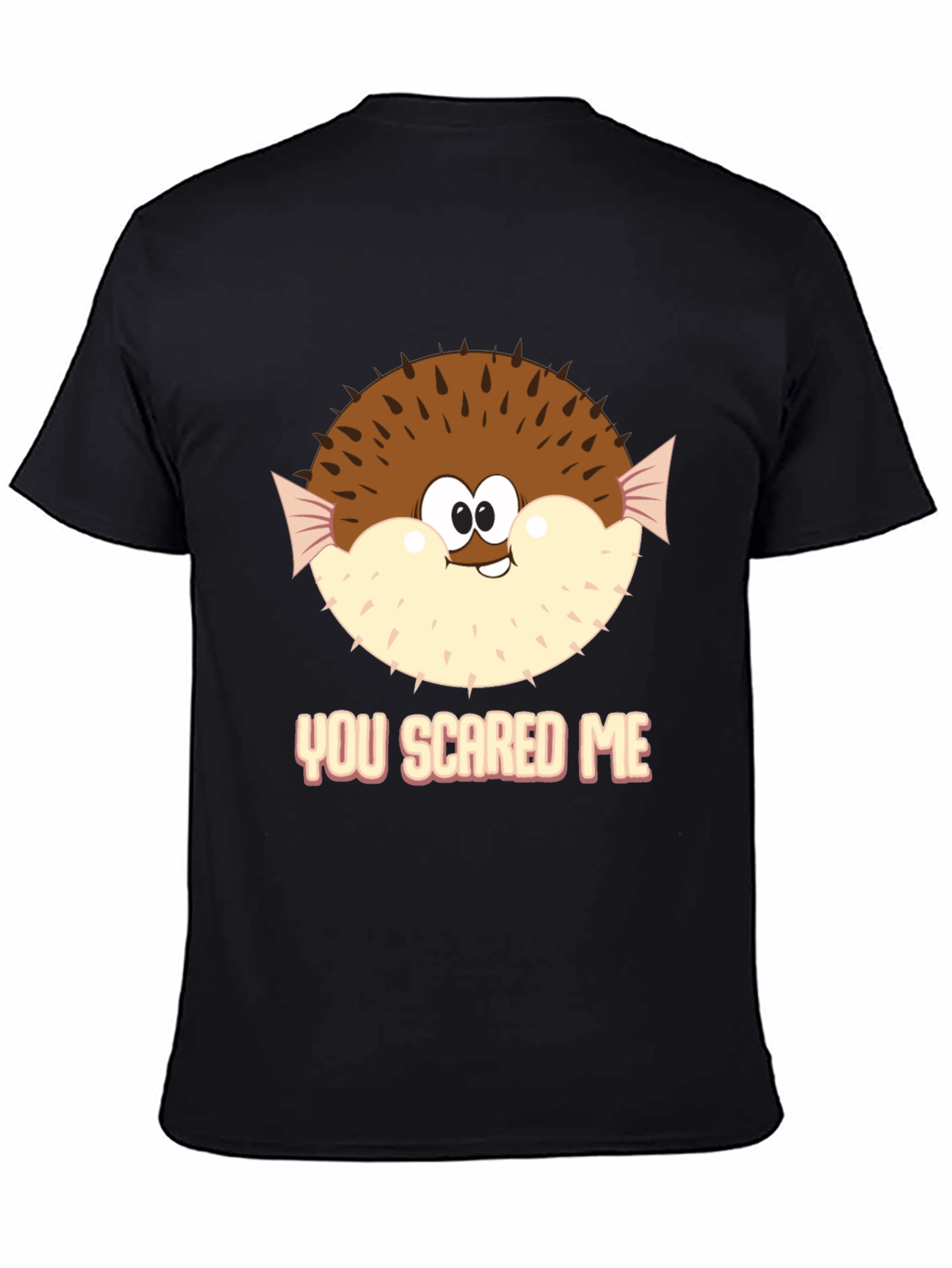 Funny Puffer Fish You Scared Me Black T-Shirt