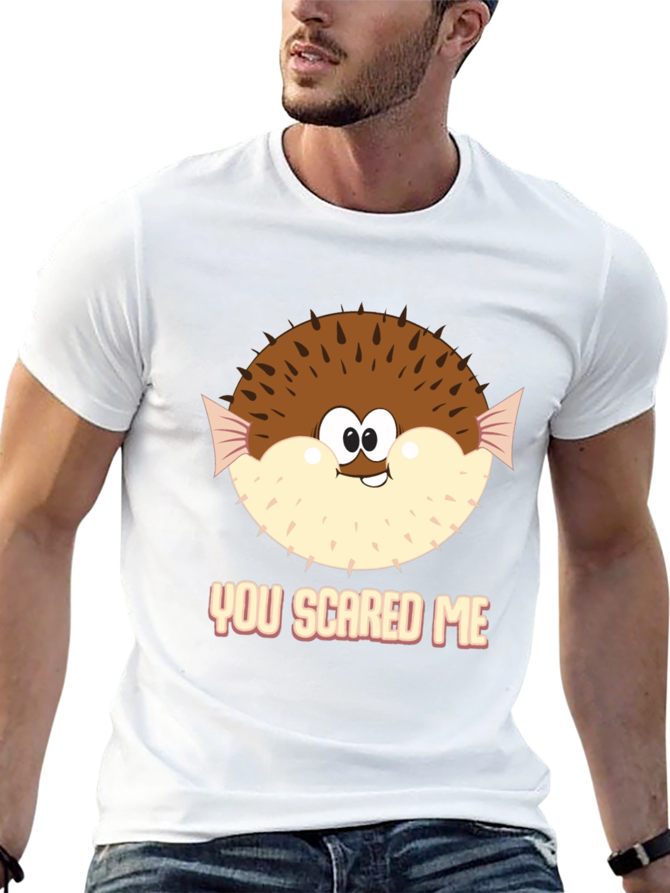 Funny Puffer Fish You Scared Me Black T-Shirt